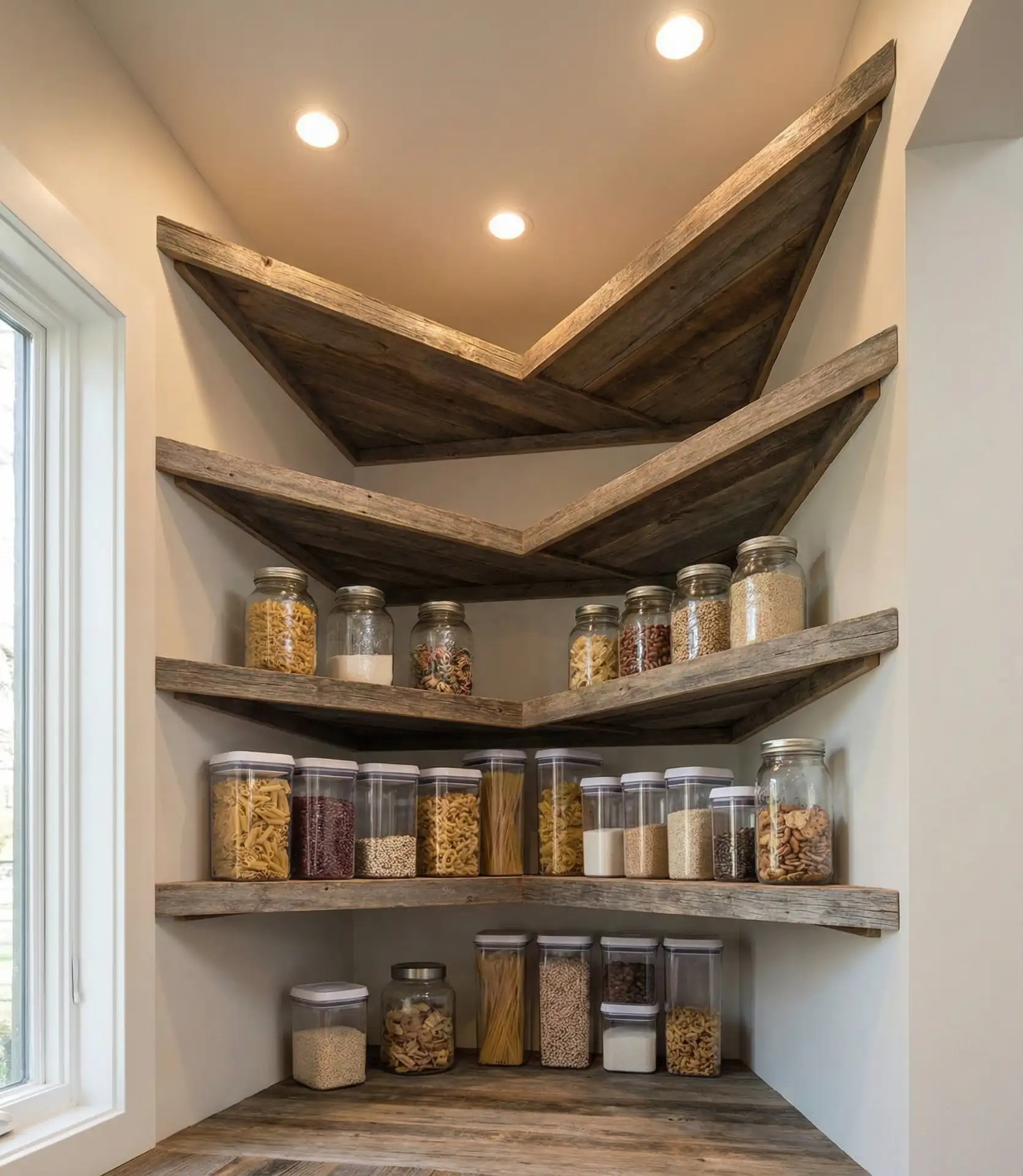 Kitchen Corner Pantry with Diagonal Shelves 1