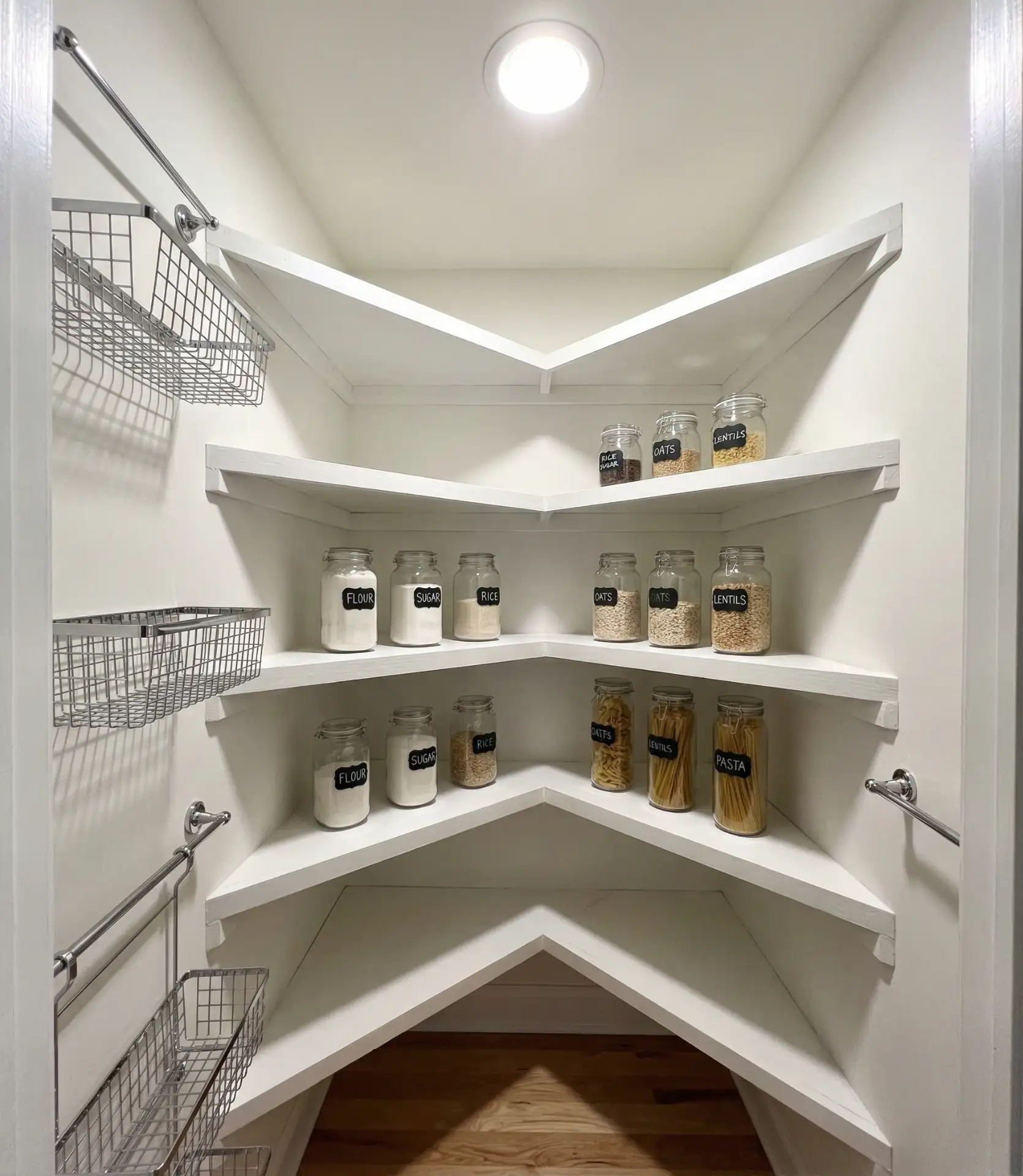 Kitchen Corner Pantry with Diagonal Shelves 2