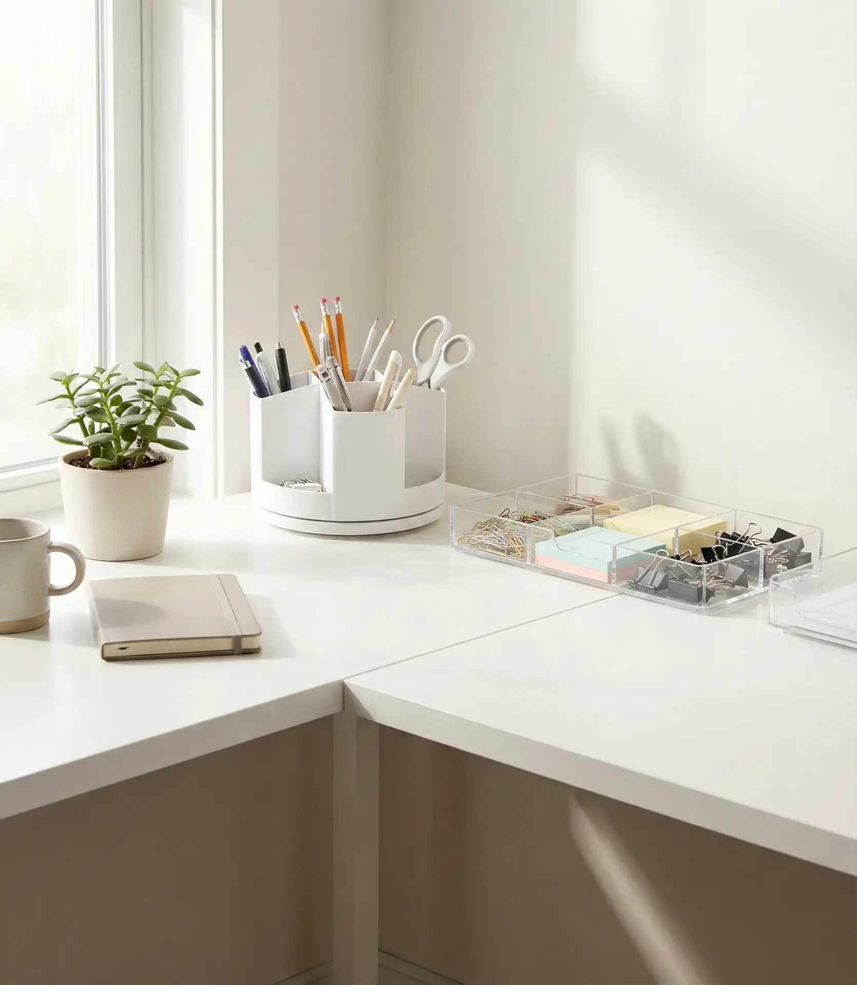 L-Shaped Desk Corner Organization 1