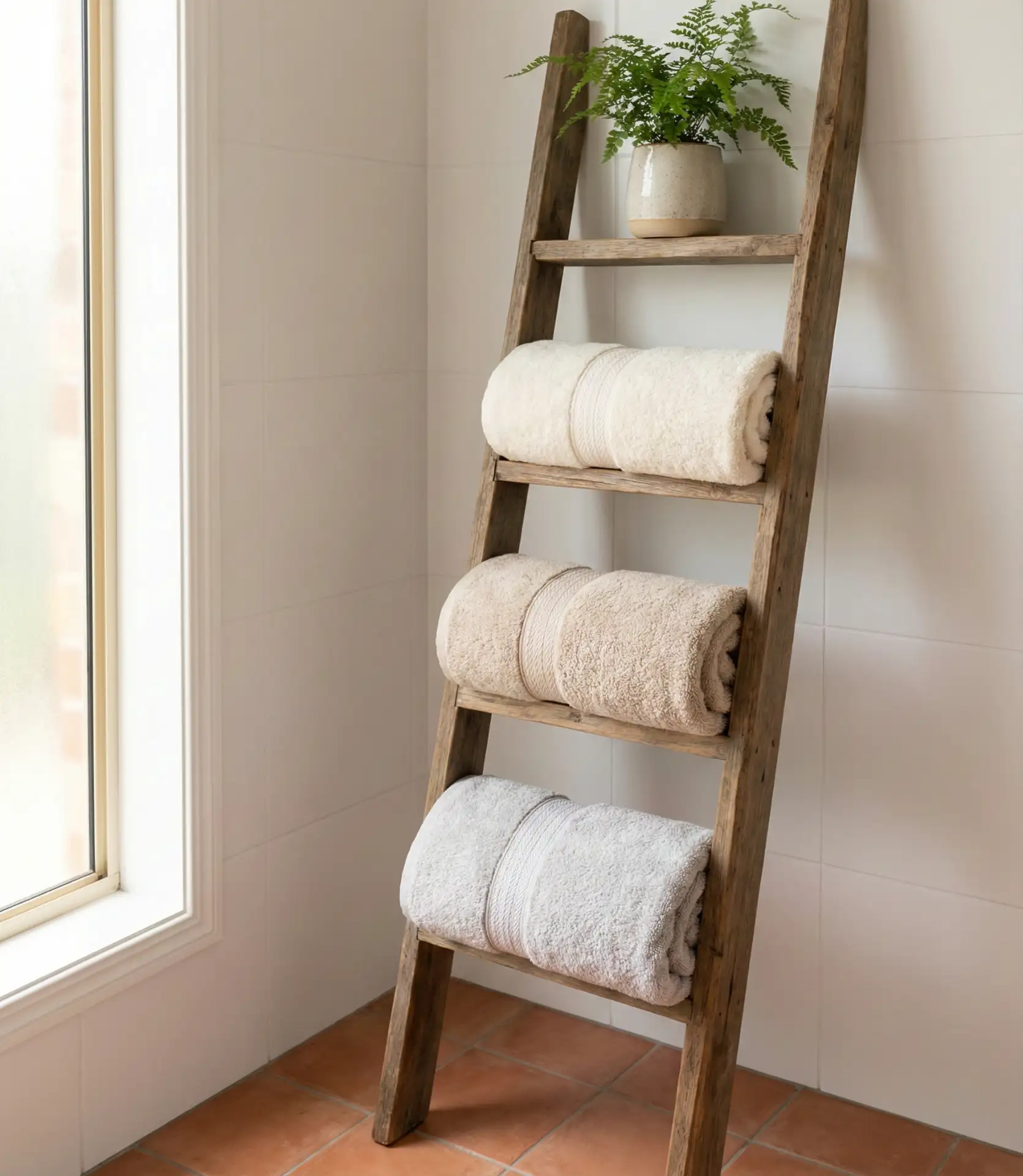 Ladder Shelf for Towels and Decor 1