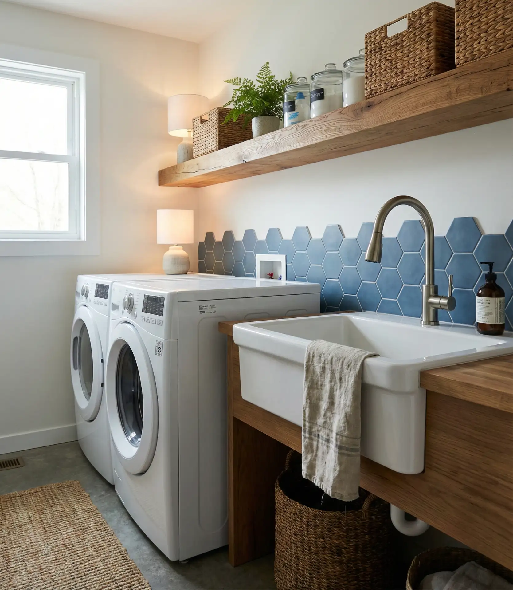 Laundry with Sink and Tile Backsplash 1