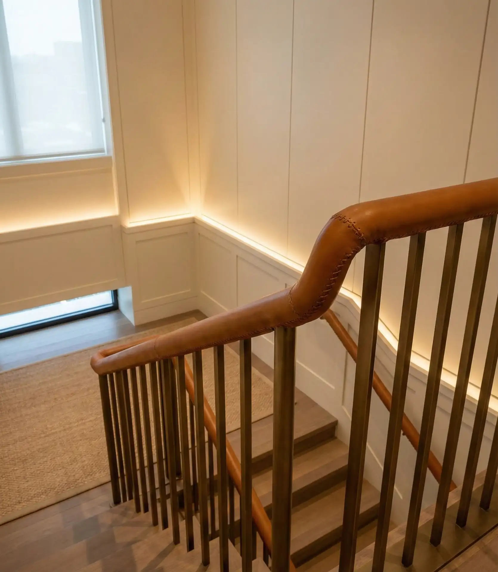 Leather-Wrapped Handrails for Luxury Touch 1