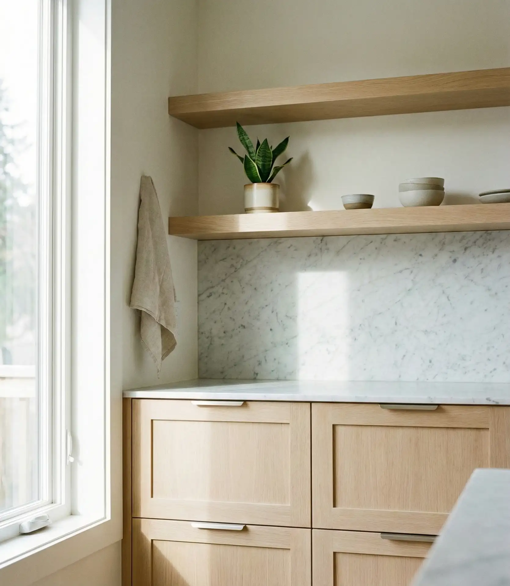 Light Oak Cabinets with Minimalist Hardware 2