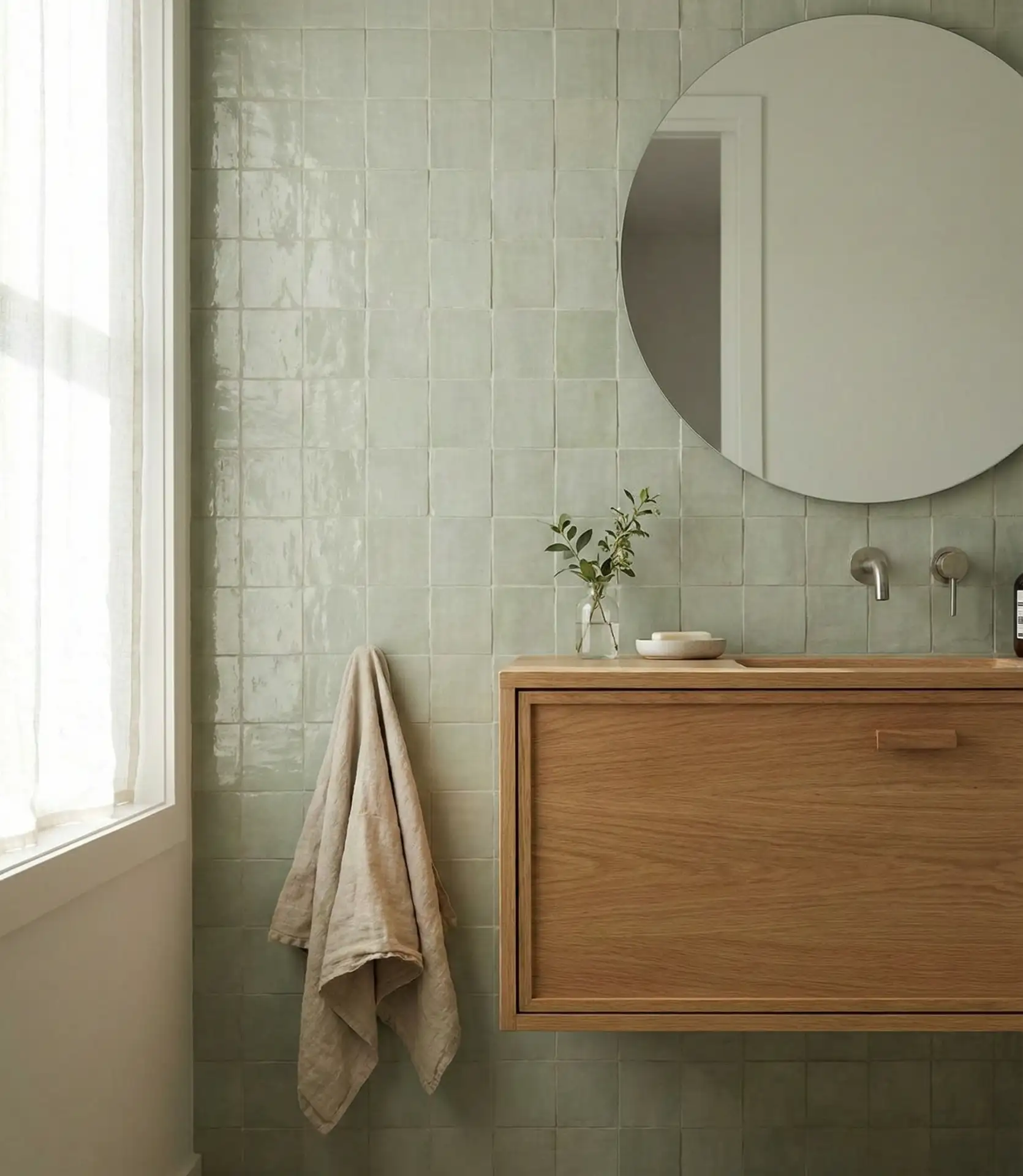 Light Sage Zellige Wall Tile 2