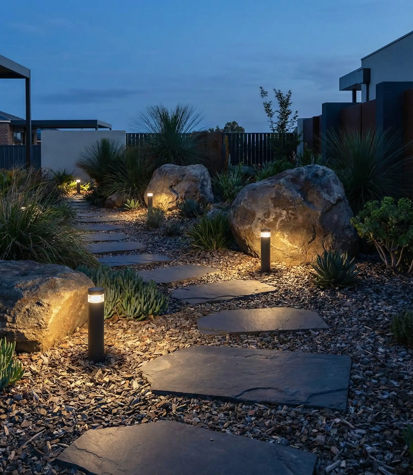 Lighting-Enhanced Stone Walls and Beds 1