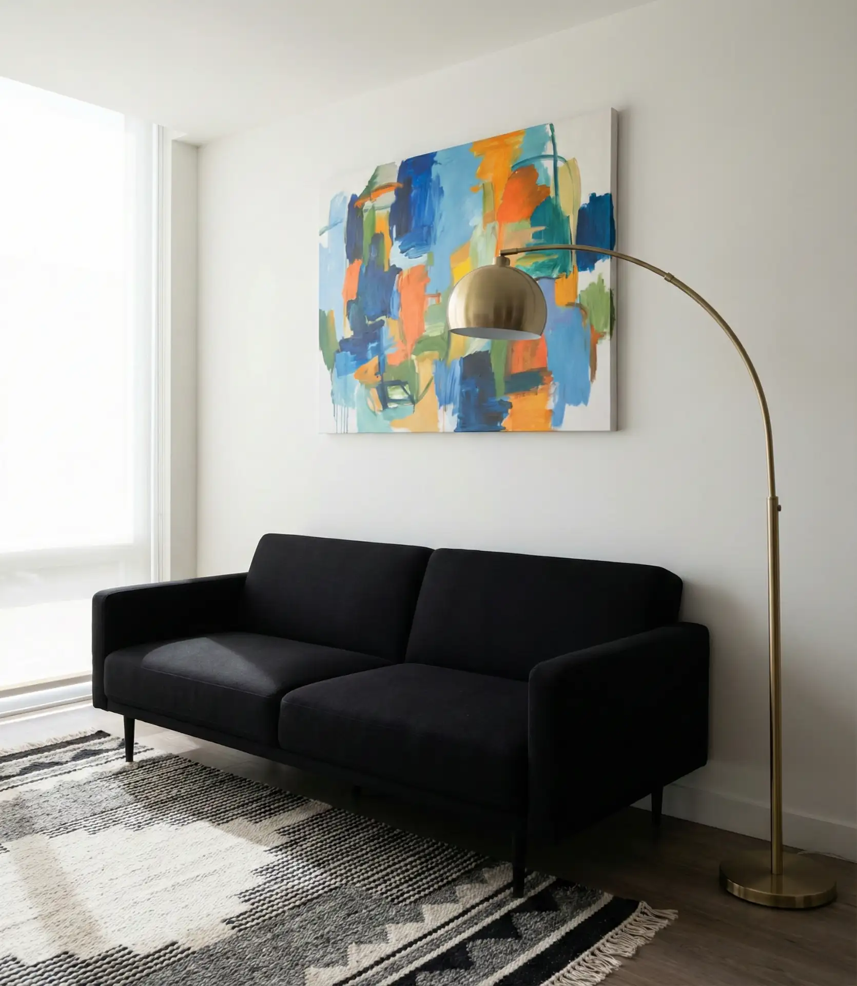 Living Room Black Couch Styling 1