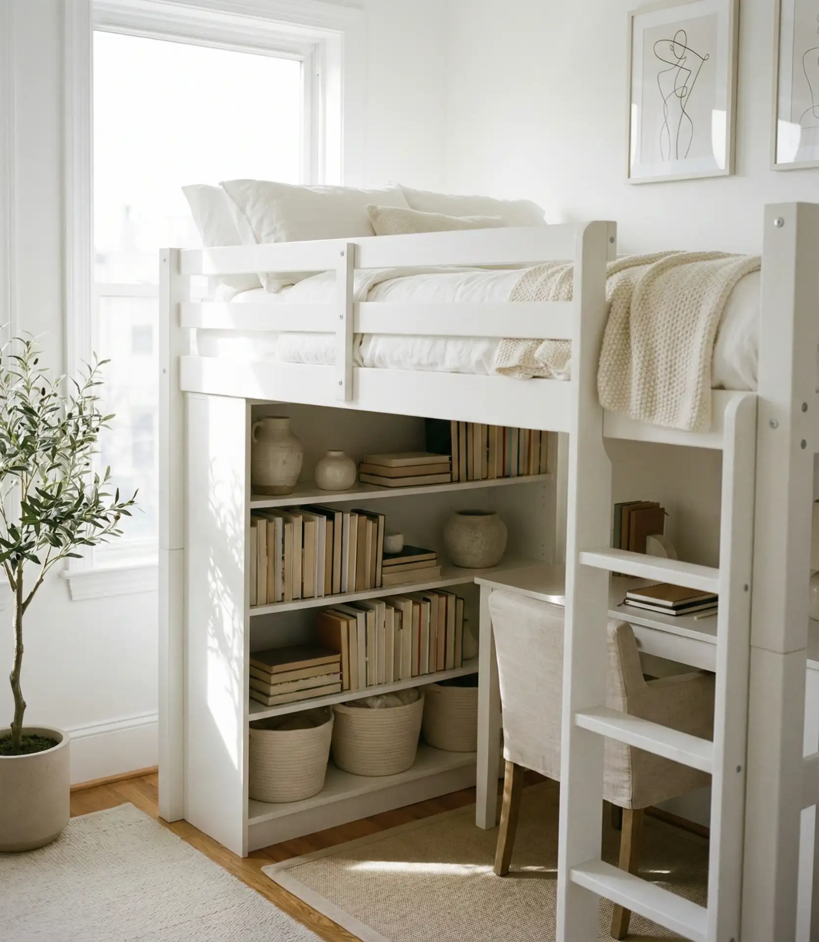 Loft Bed with Built-In Bookshelf 2
