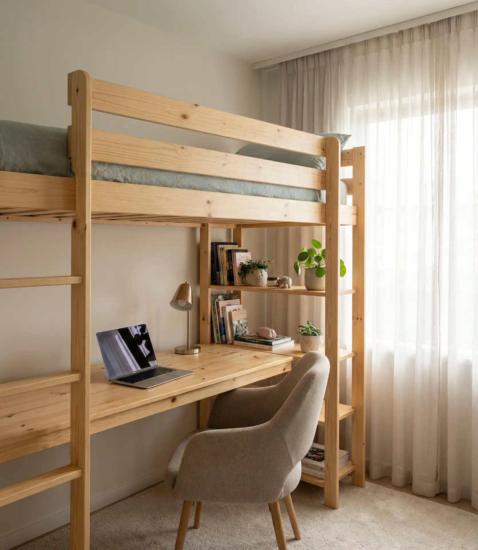 Loft Bed with Built-In Desk for Teens 2