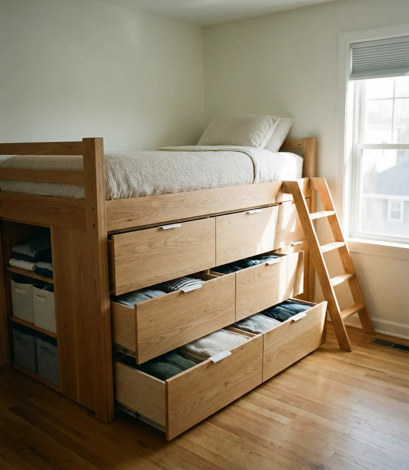 Loft Bed with Built-In Storage Drawers 1