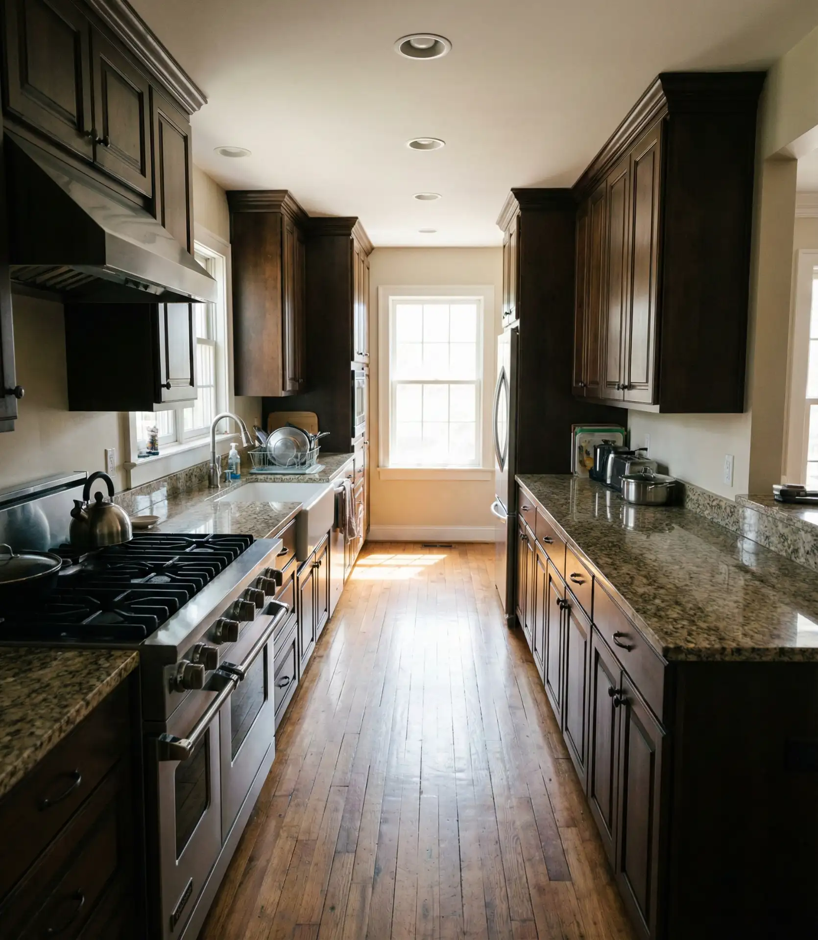 Long Galley Kitchen with Extended Counter Runs 2