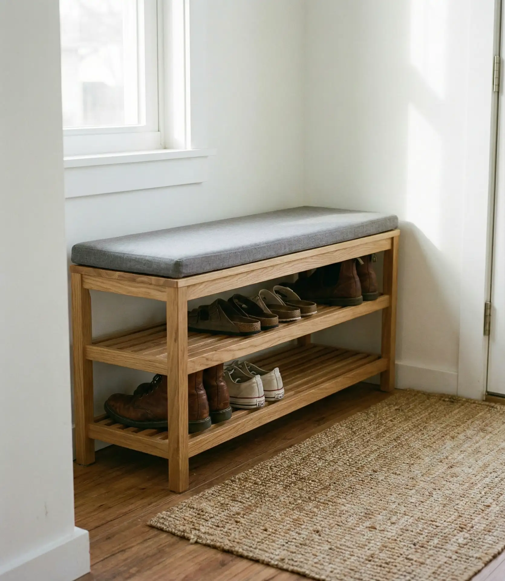 Low-Profile Shoe Rack with Seating Top 2