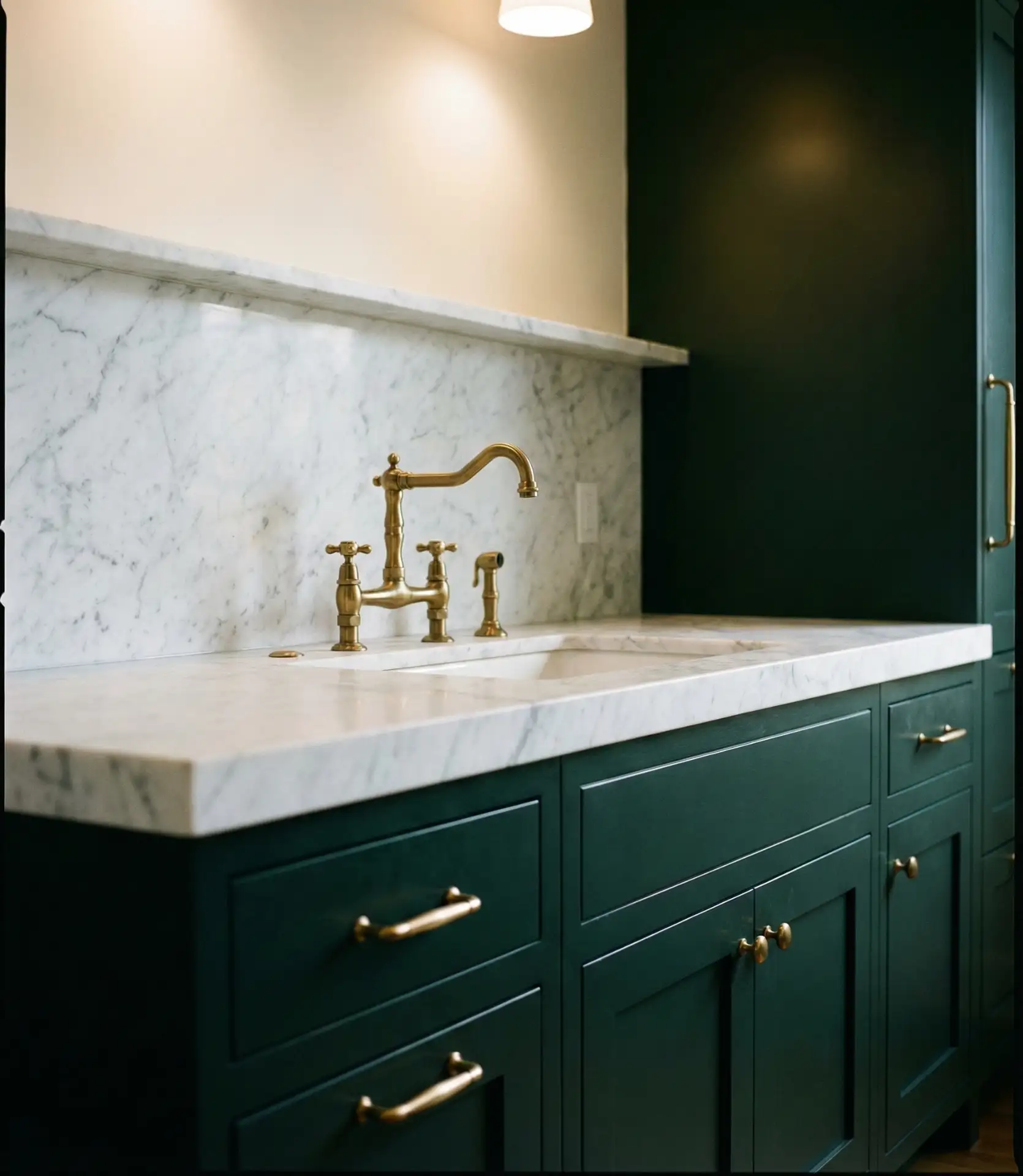 Luxury Green Kitchen with Marble Countertops 2