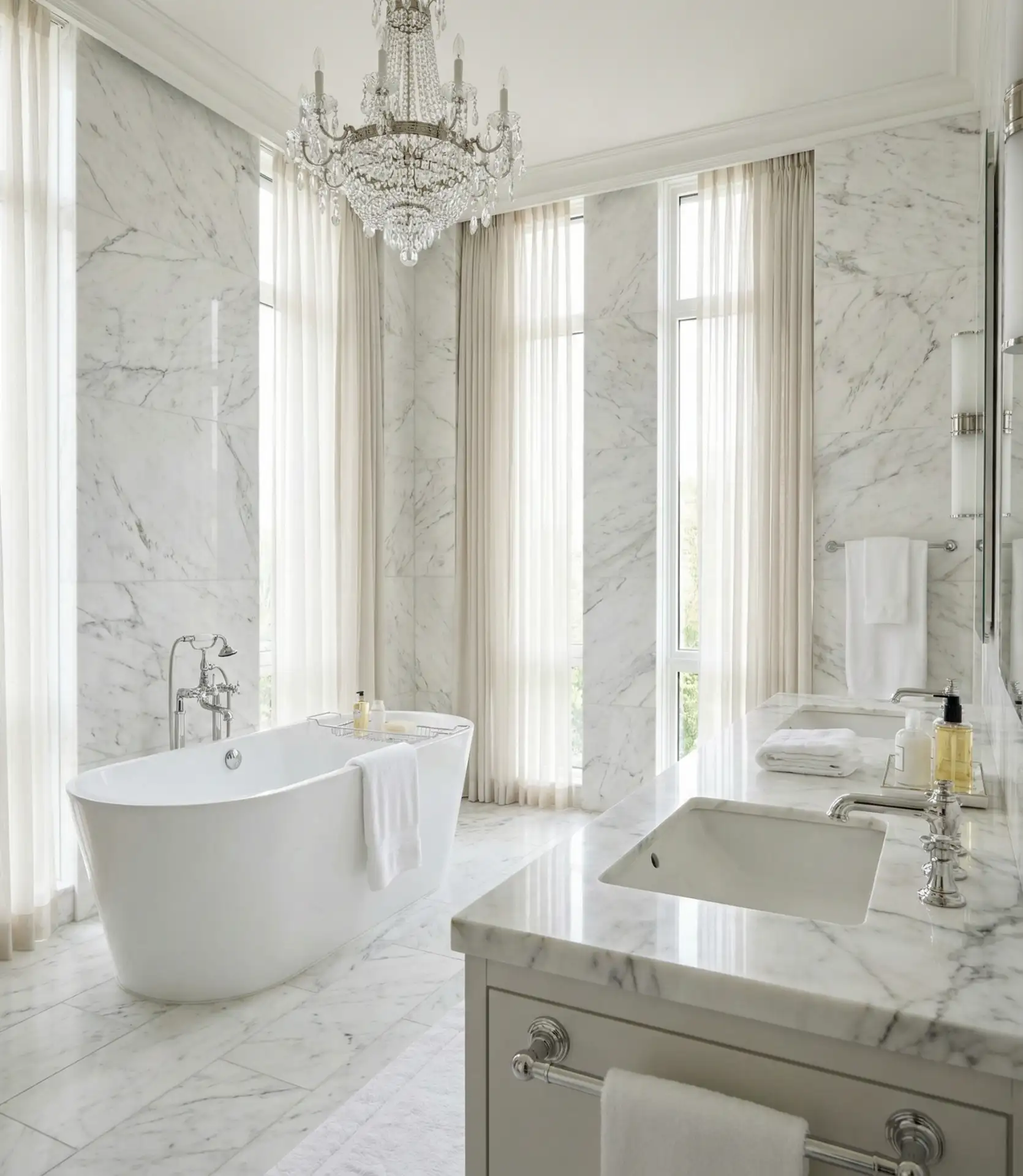 Luxury Master Bath White Marble 1