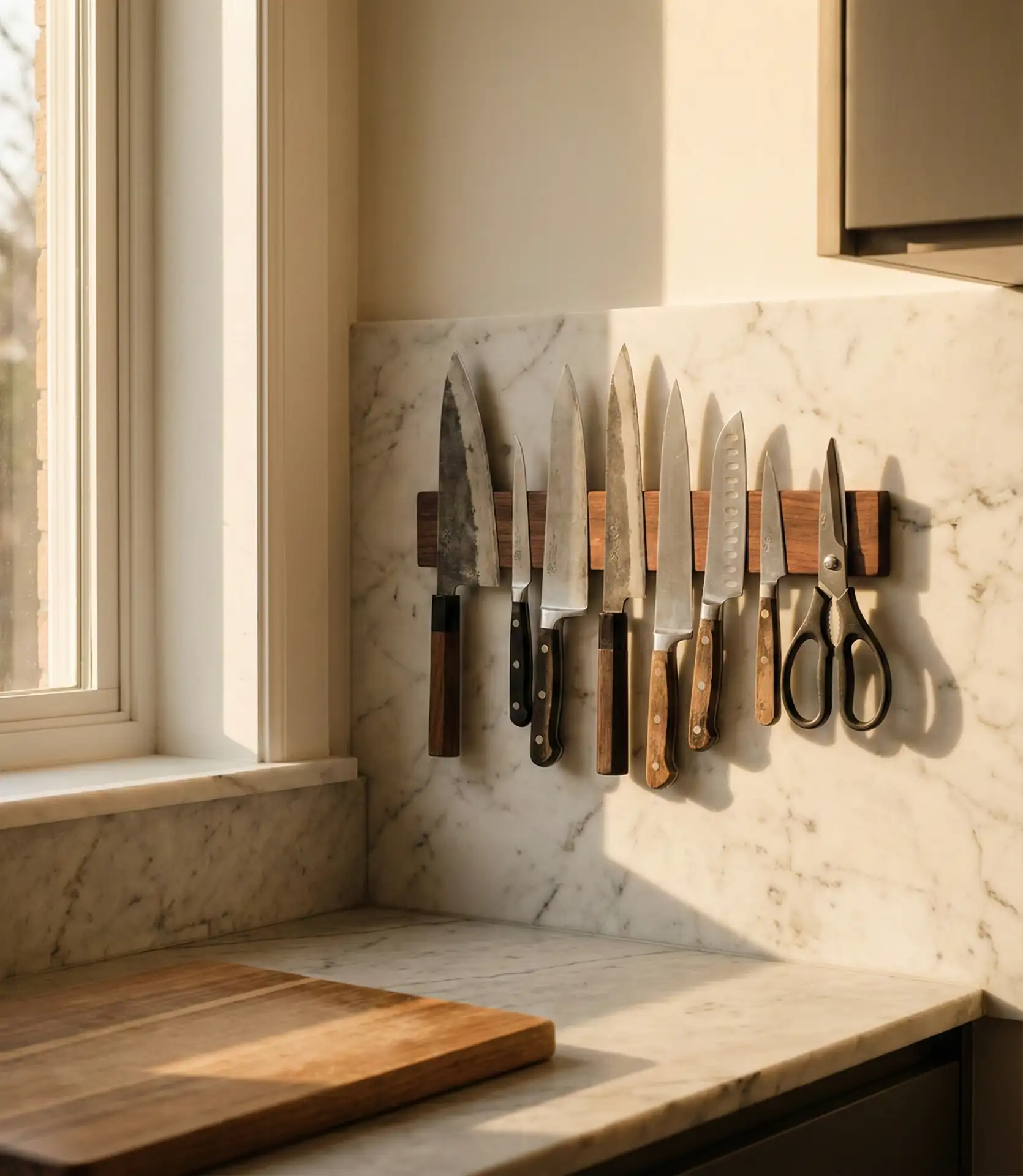 Magnetic Knife Strip with Utensil Hooks 2