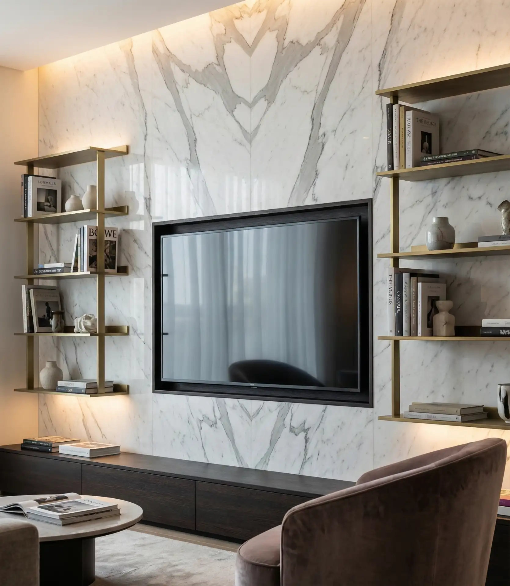 Marble Slab Surround with Brass Details 1