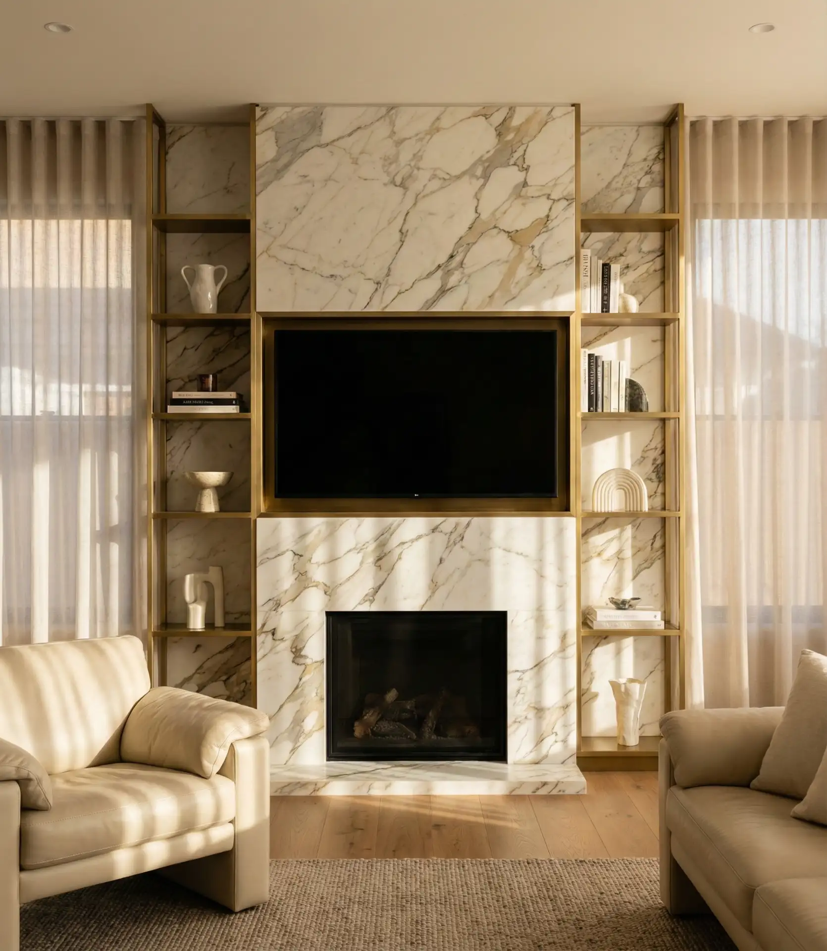 Marble Slab Surround with Brass Details 2