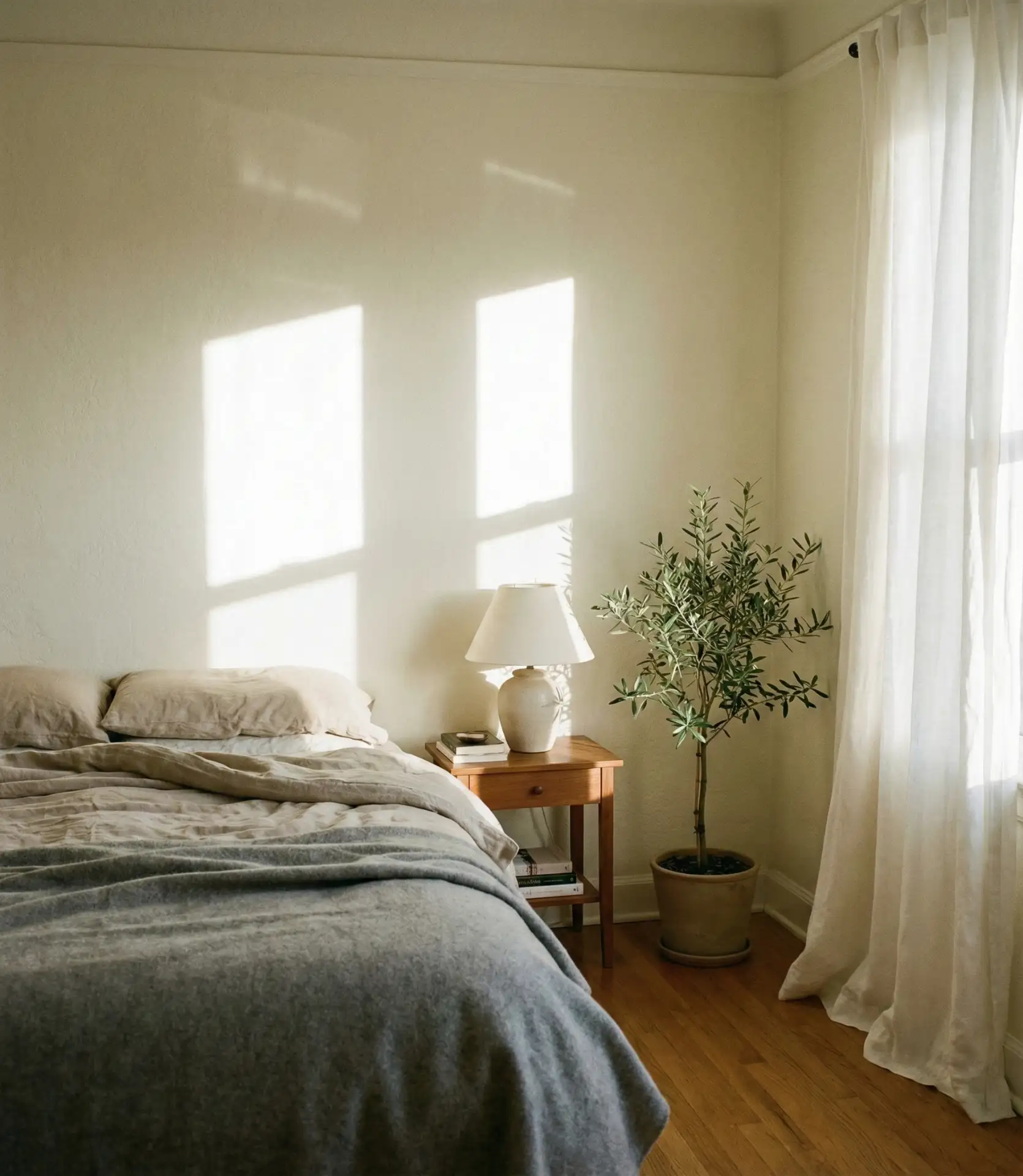 Master Modern Bedroom with Floor-Length White Linen 2