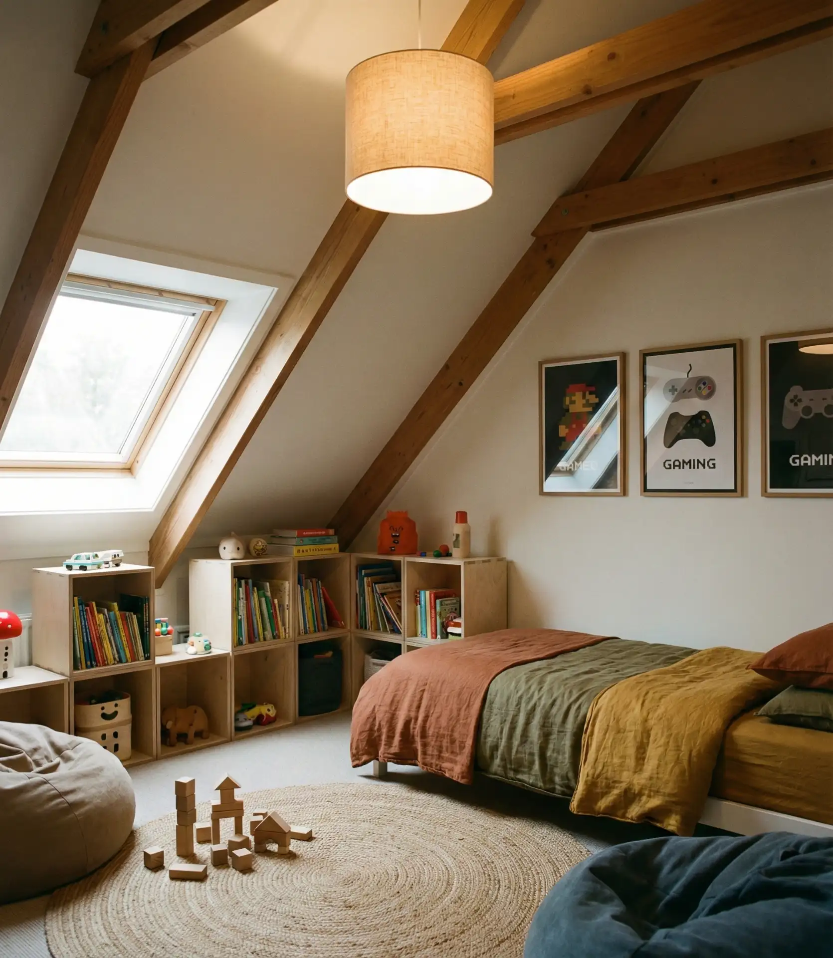 Minecraft-Inspired Attic Bedroom for Kids 2