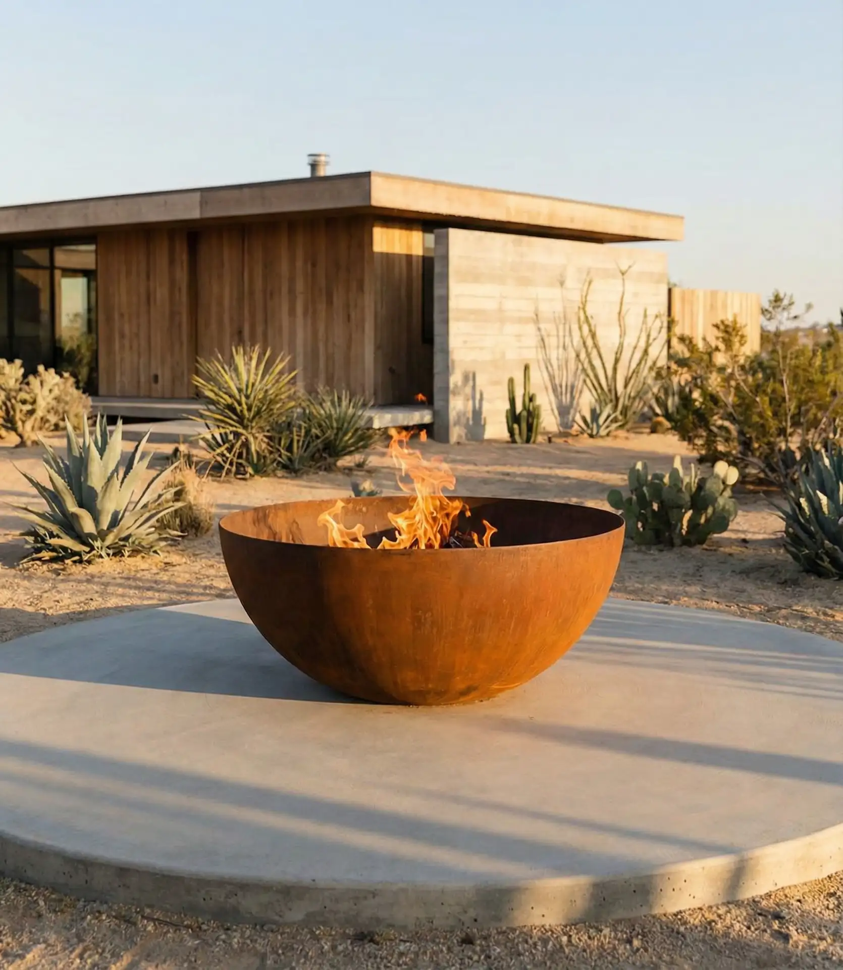 Minimal Steel Bowl on Concrete Pad 2