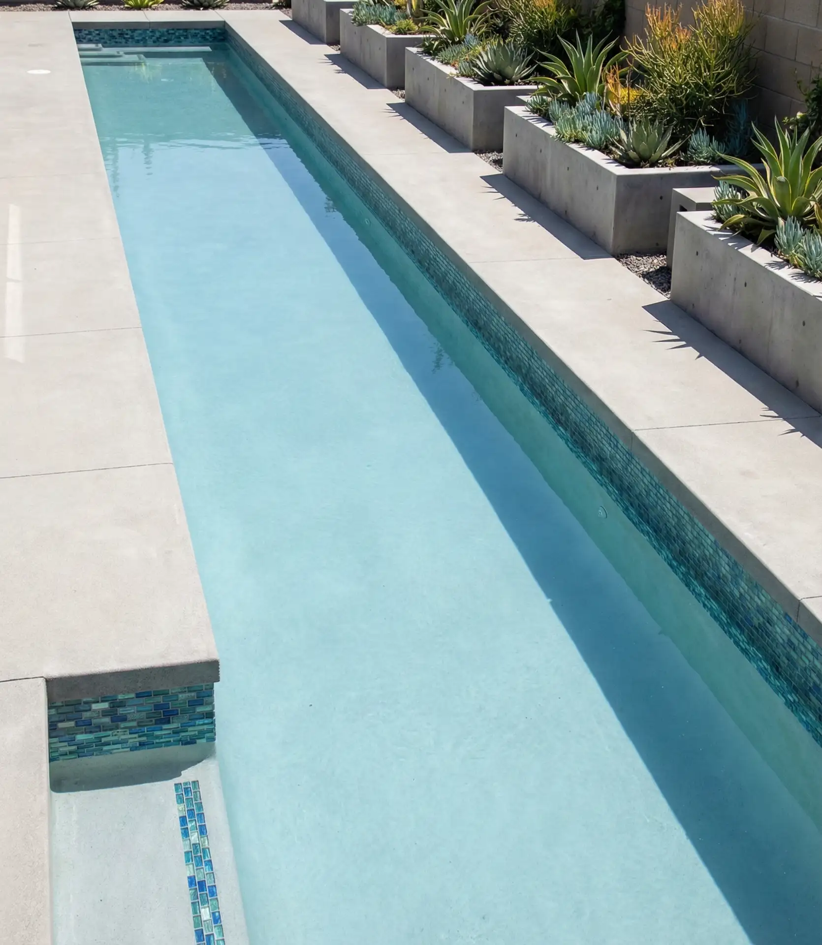 Minimalist Concrete Patio with Linear Pool 2