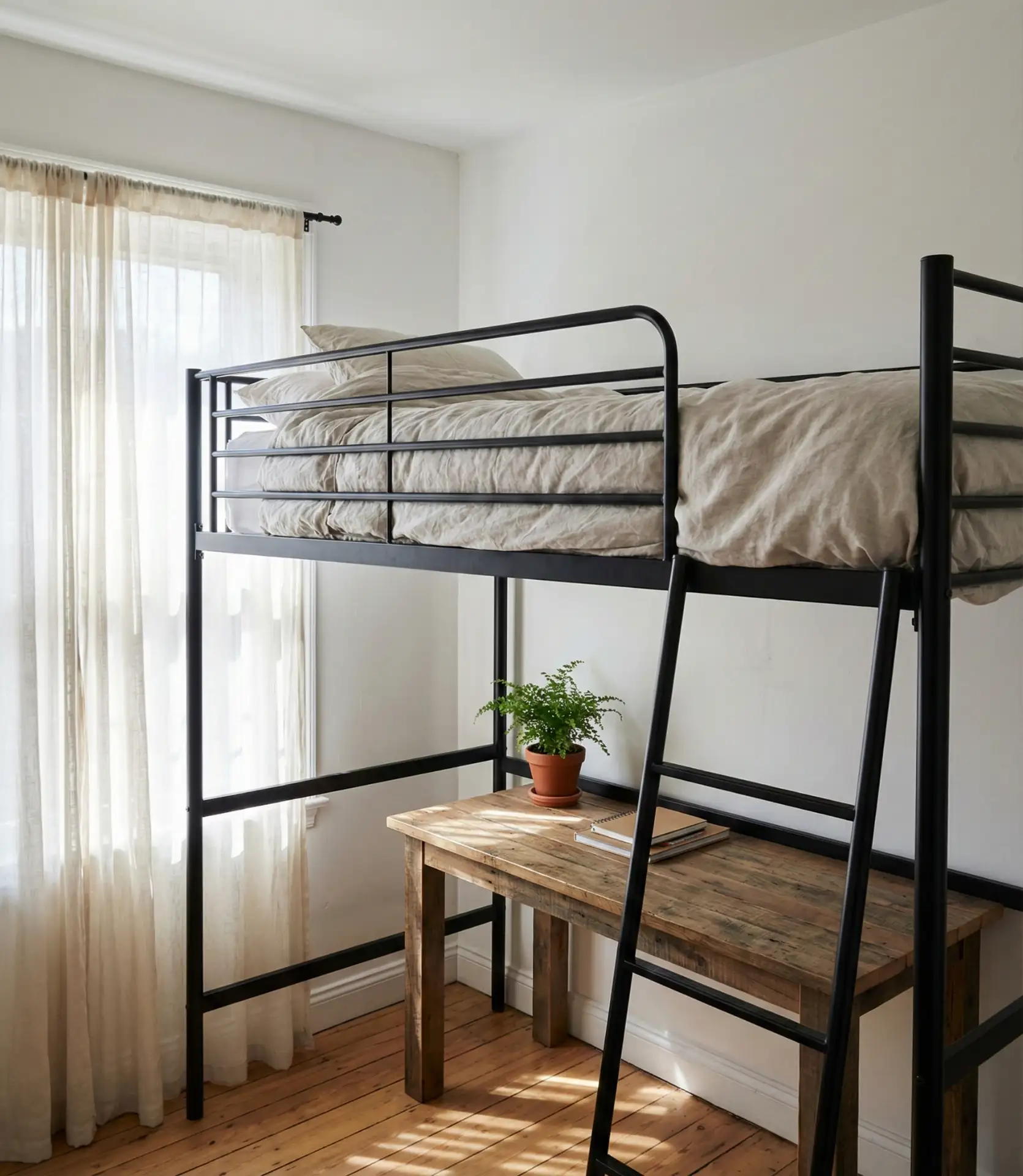 Minimalist Metal Loft Bed for Small Rooms 2