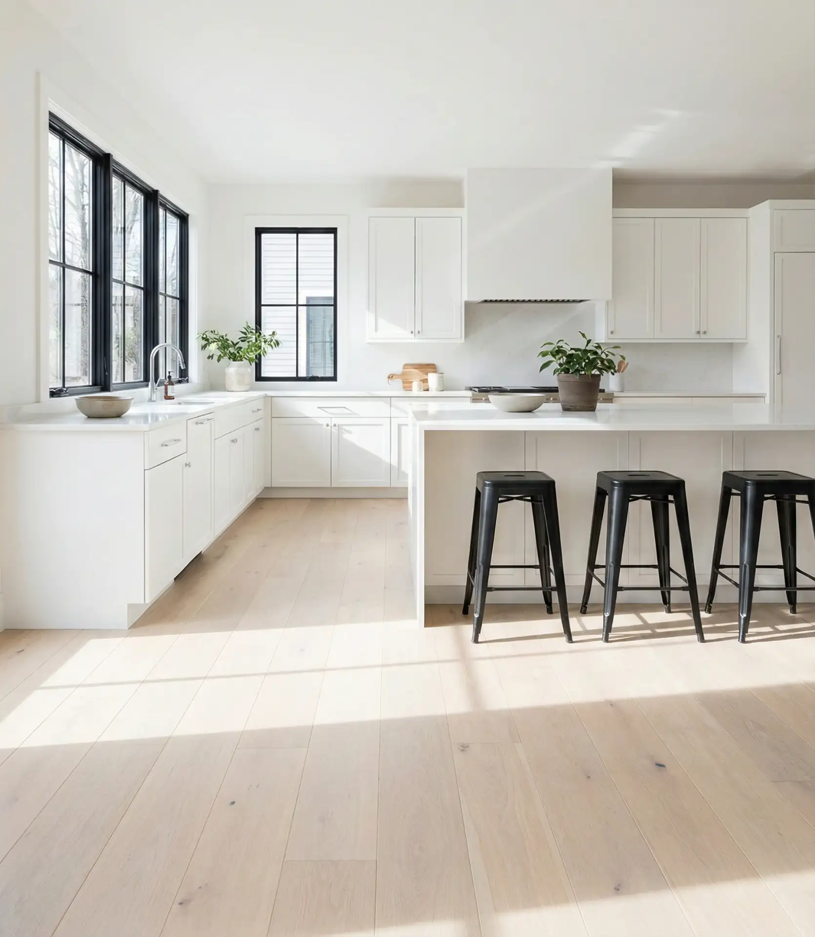 Minimalist White Kitchen with Black Accents 2