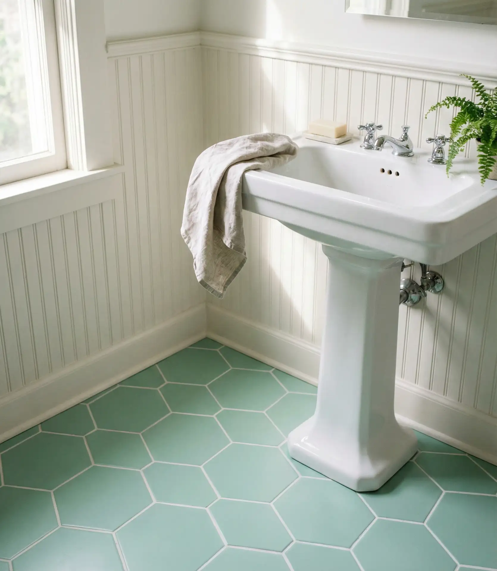 Mint Green Hexagon Floor Tile 2