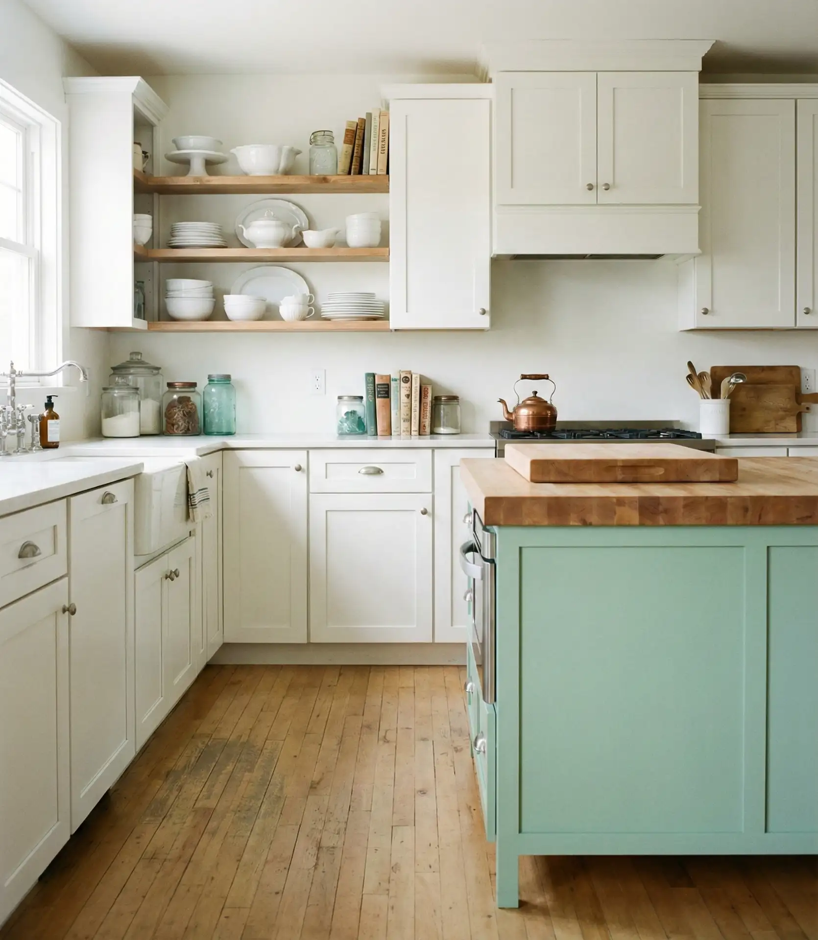 Mint Green and White Country Kitchen 1