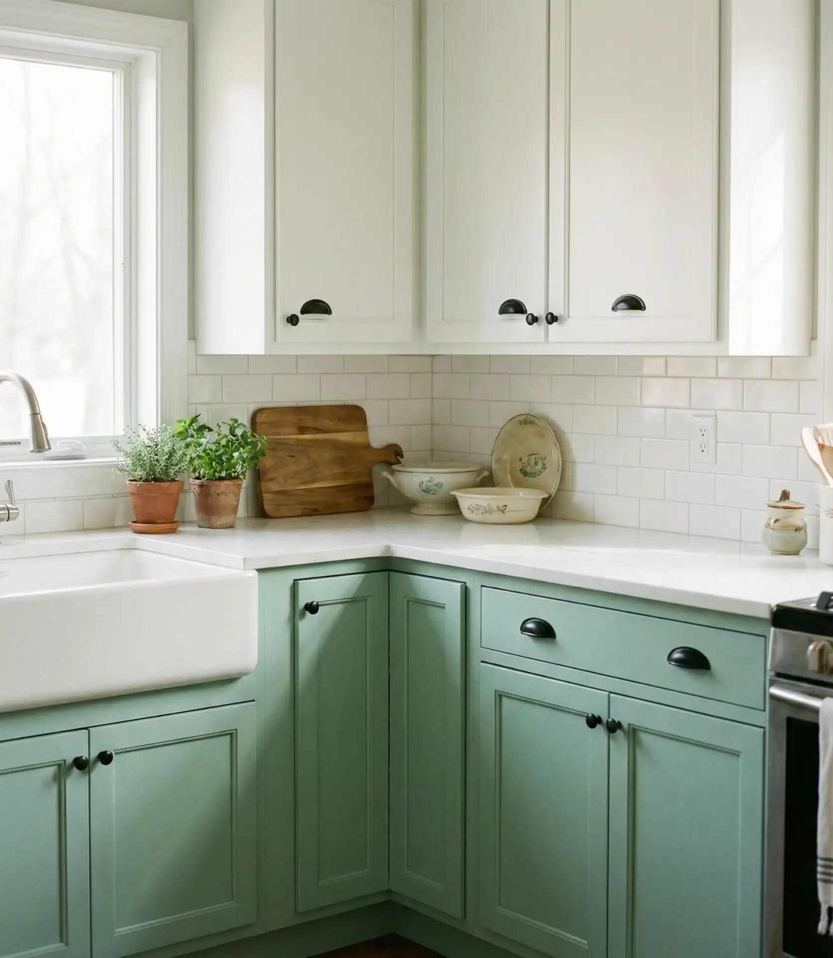 Mint Green and White Country Kitchen 2