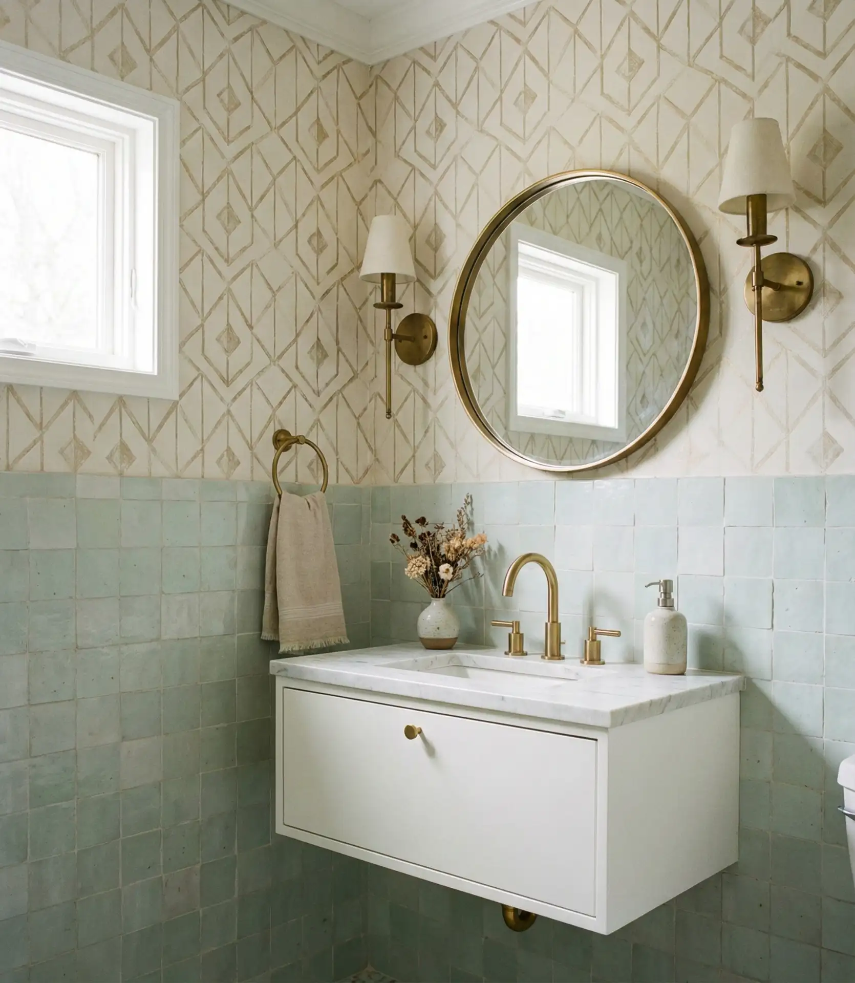 Mint and Wallpaper Upper Wall Combo 1