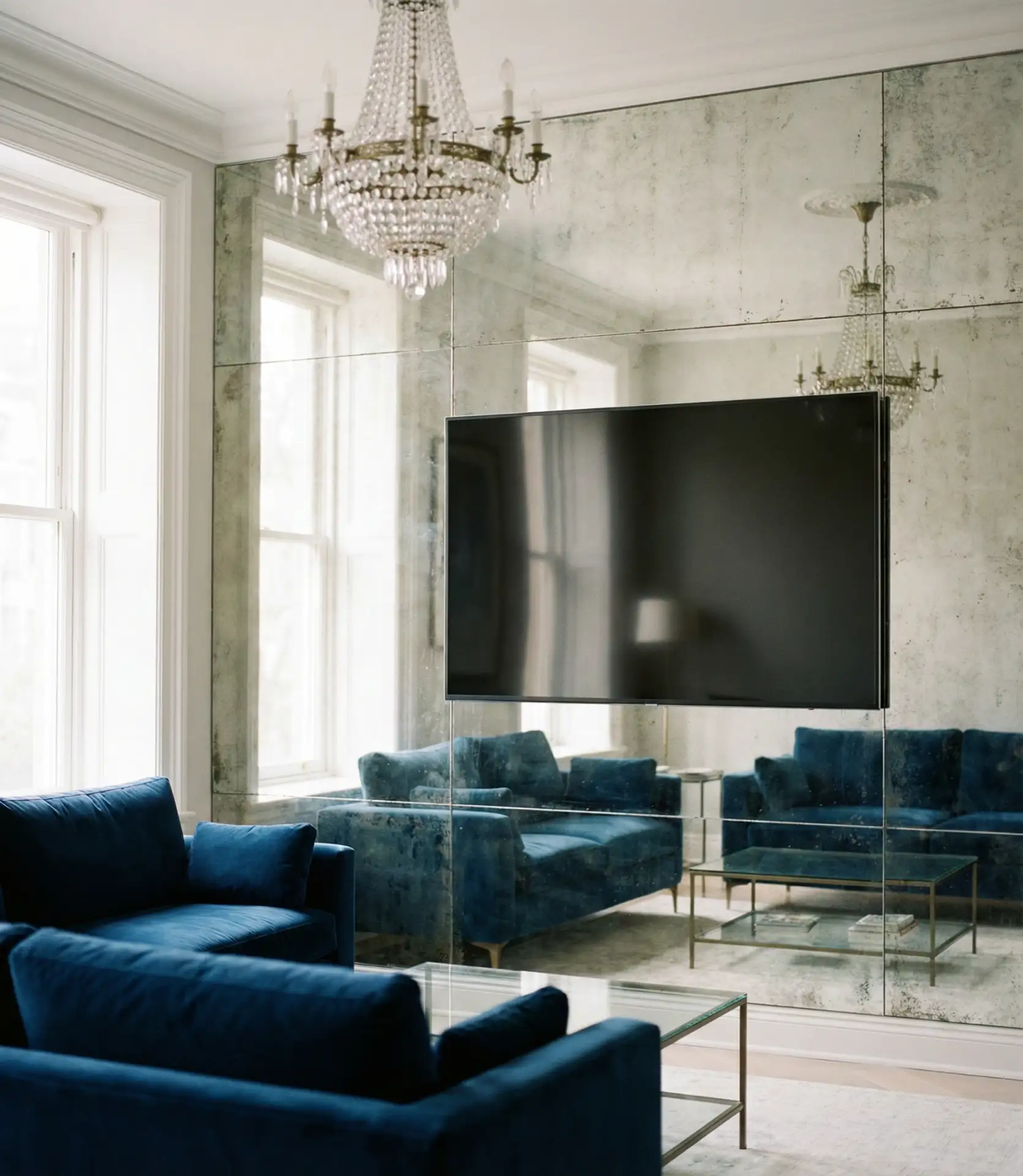 Mirrored or Metallic Tile Surround 1