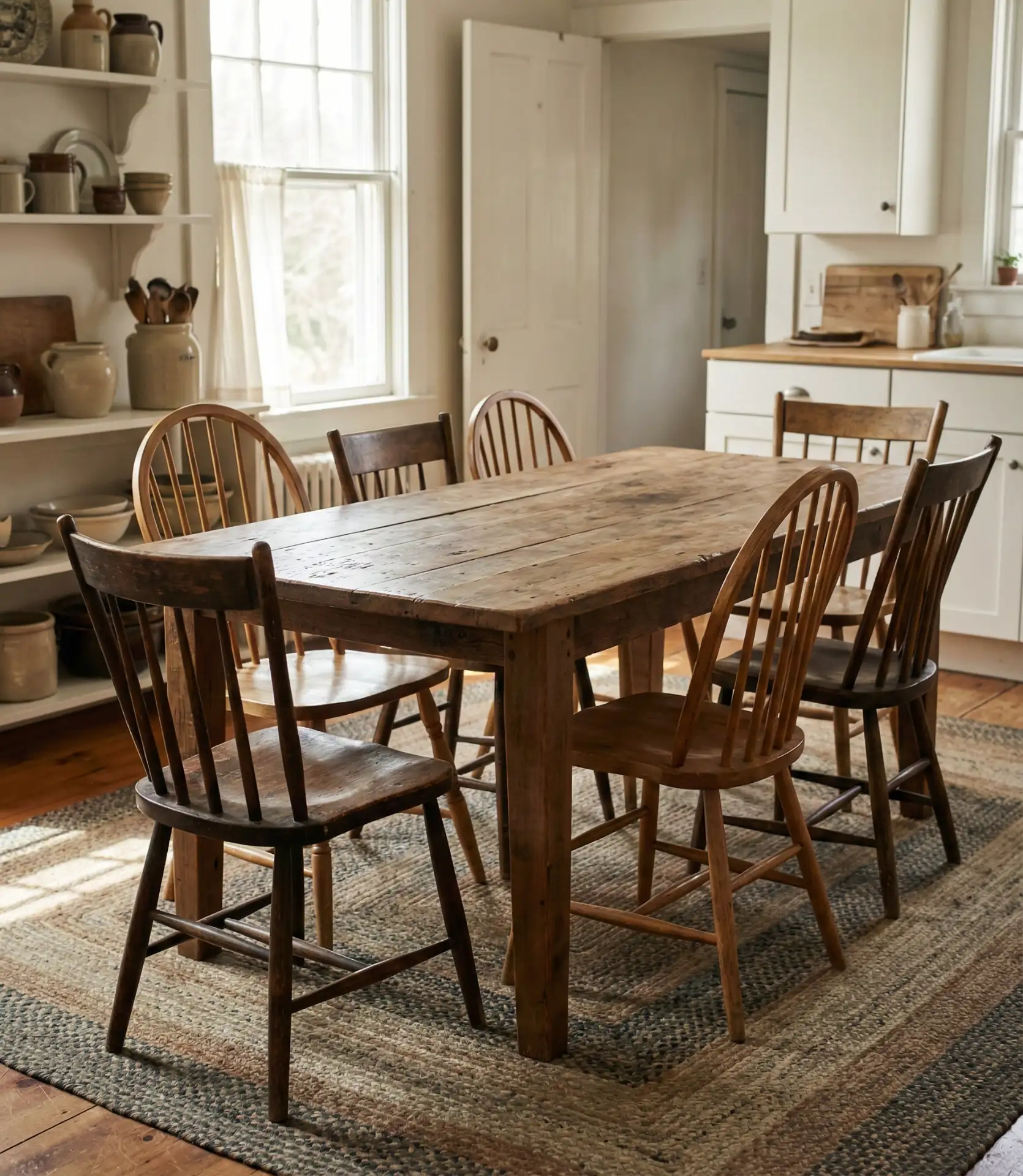 Mismatched Vintage Wooden Chairs Around Farmhouse Tables 1