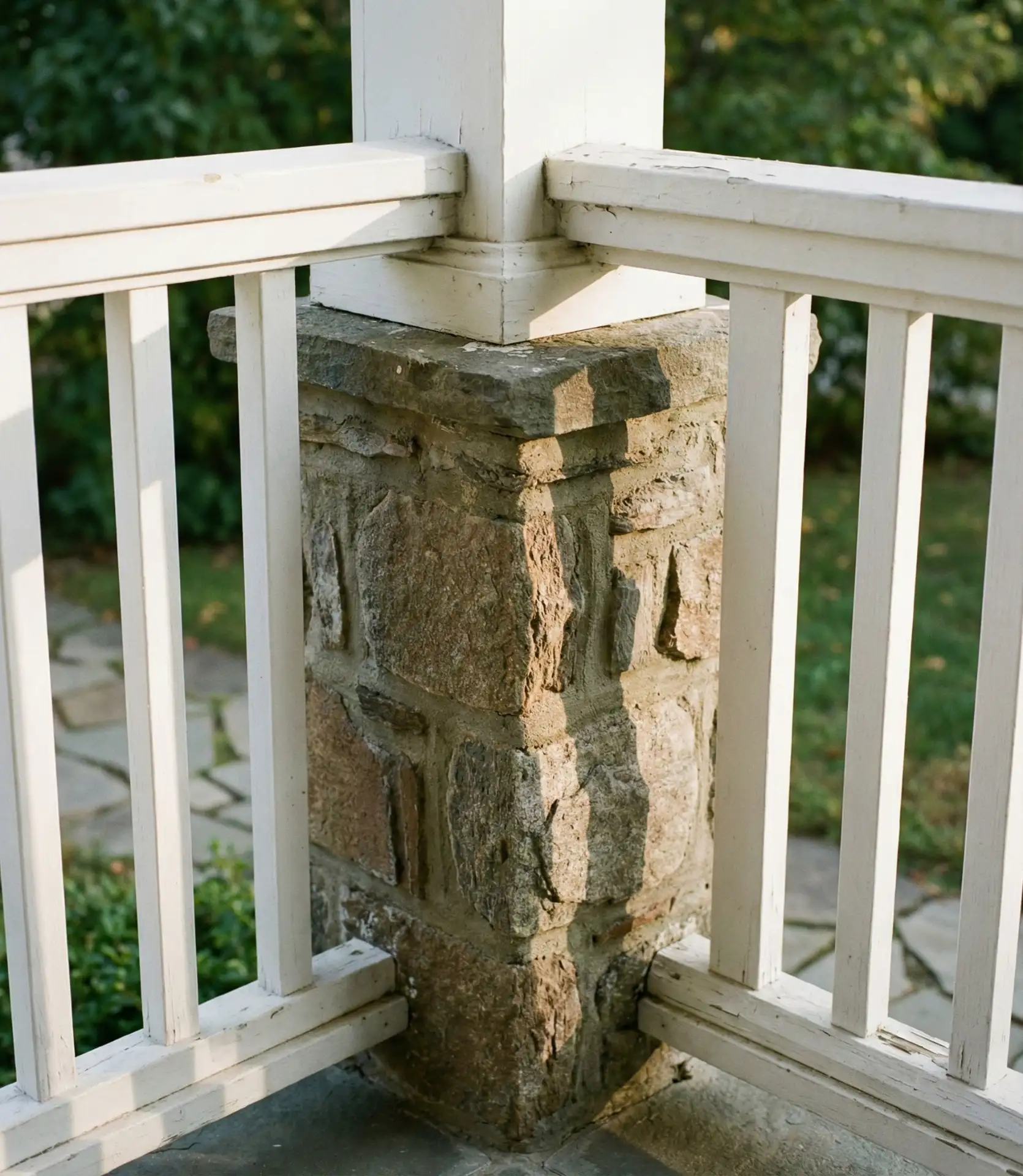 Mixed Material Railing with Stone Columns 1