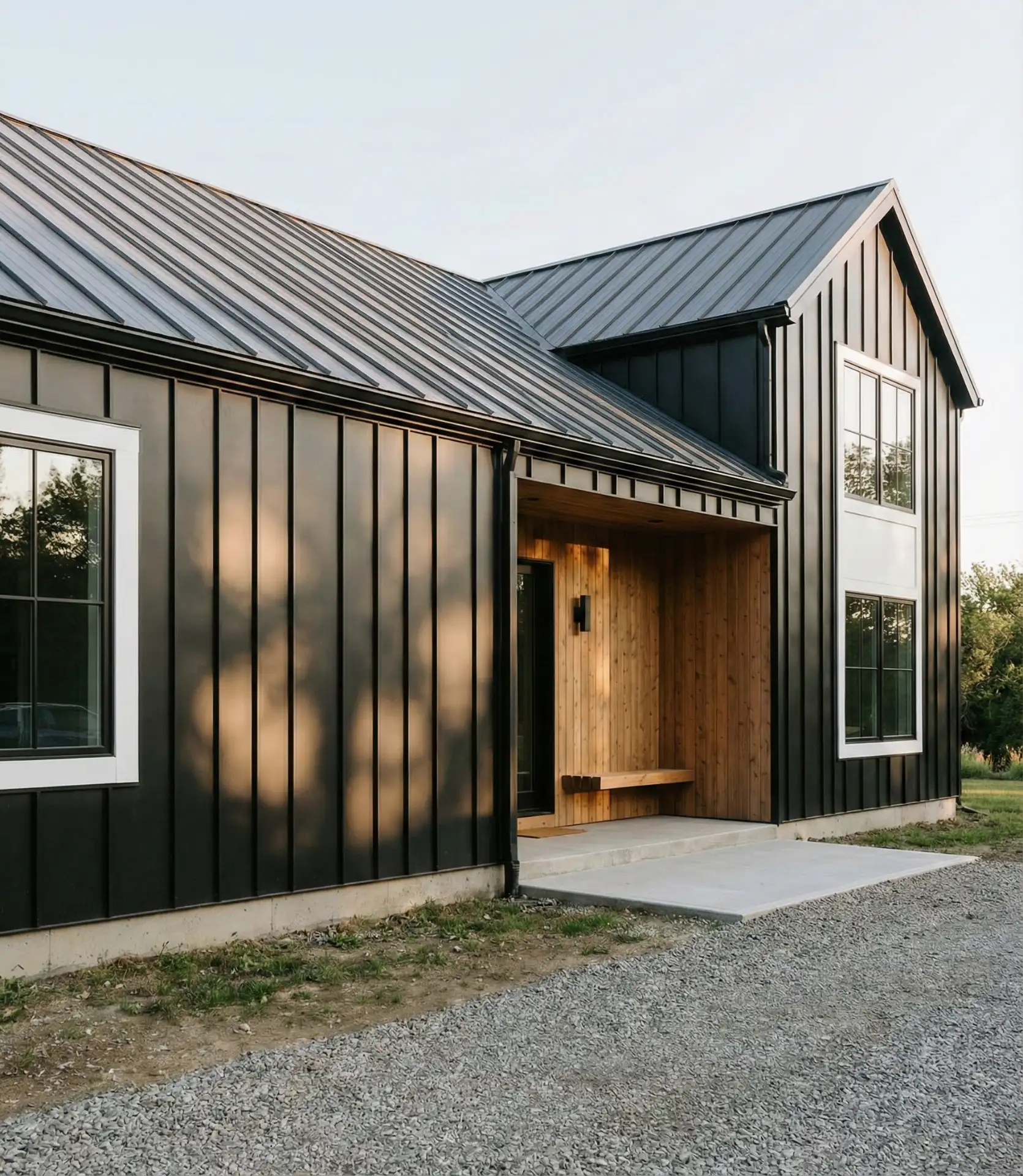 Modern Farmhouse with Vertical Metal Siding 1