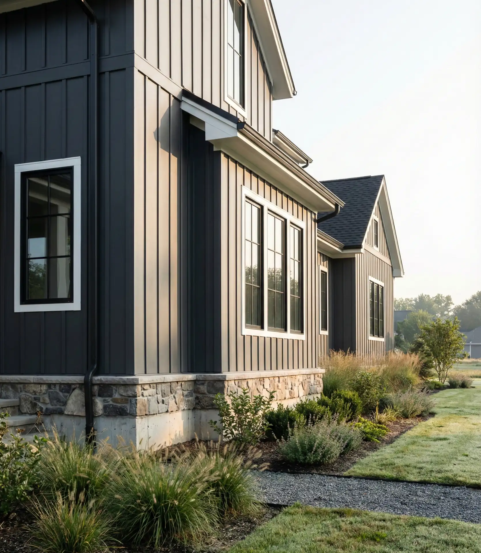 Modern Farmhouse with Vertical Metal Siding 2