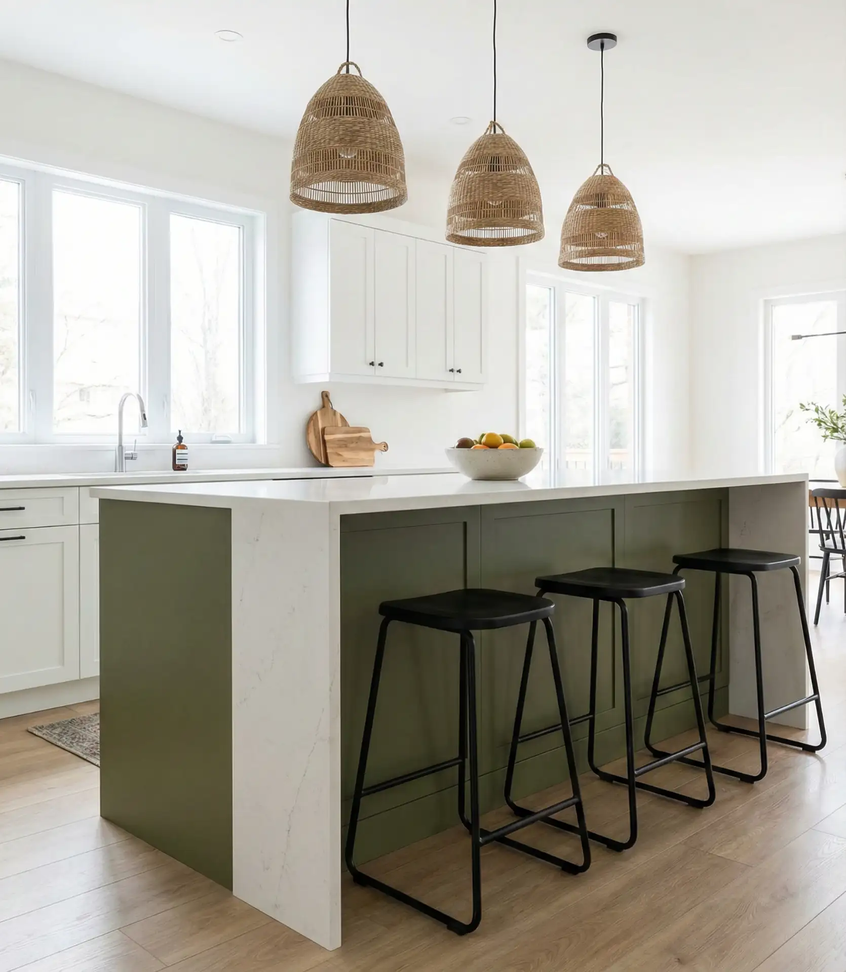 Modern Olive Green Kitchen Island 1