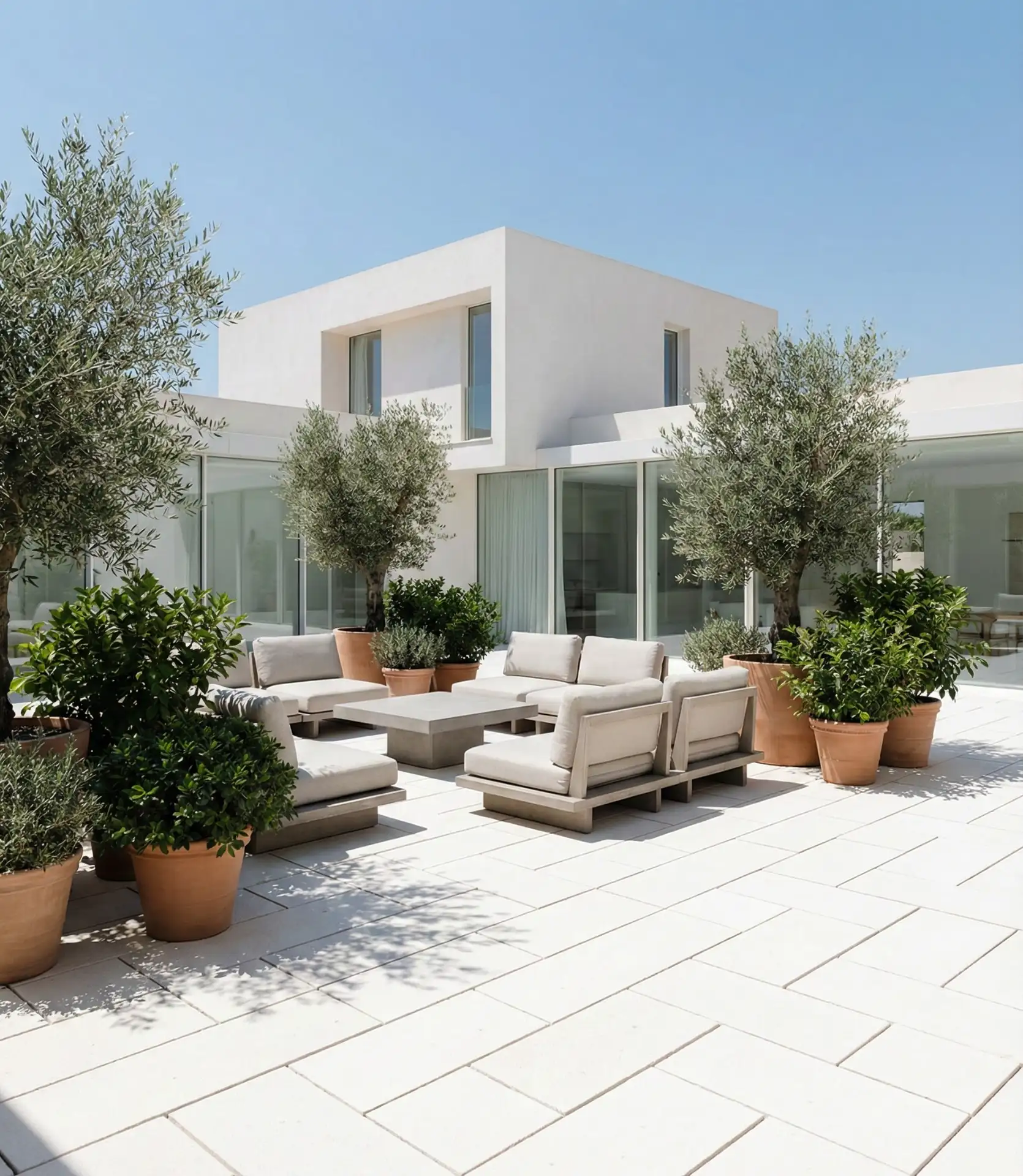 Monochromatic White Stone Courtyard 1