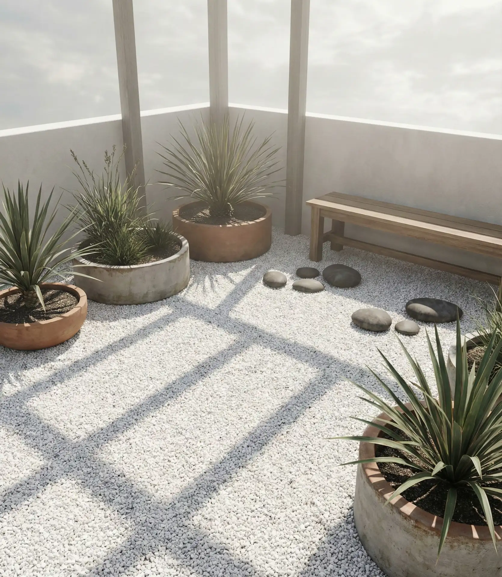 Monochromatic White Stone Courtyard 2