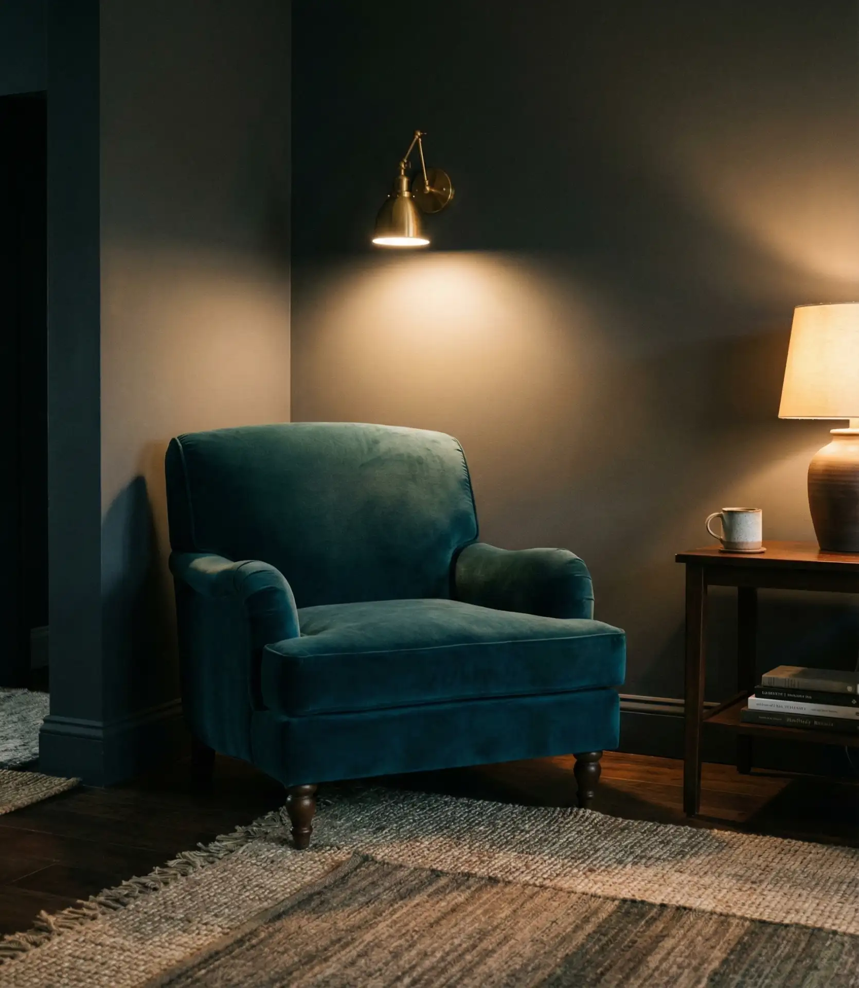 Moody Cottage Living Room with Dark Walls 2