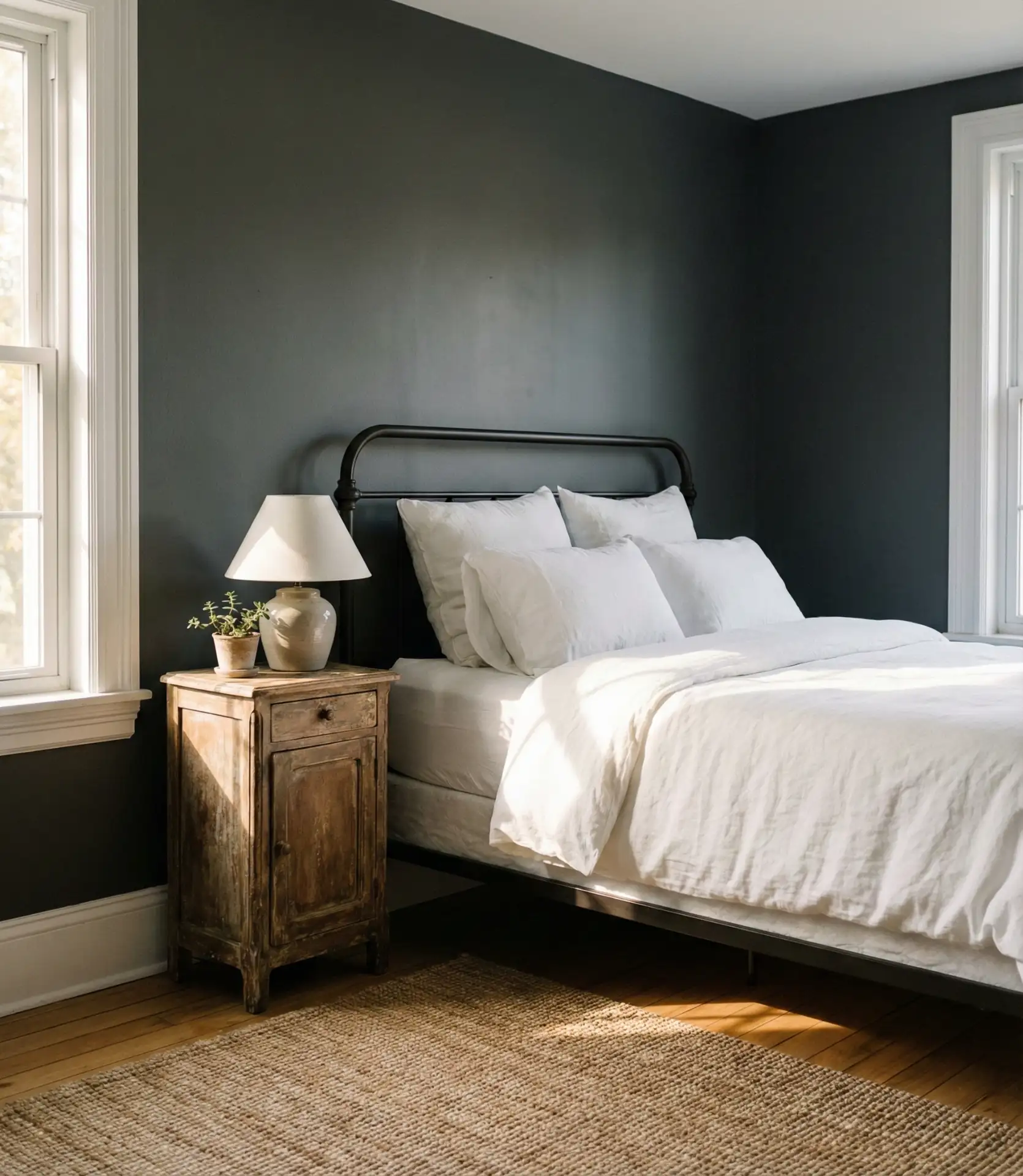 Moody Gray Walls with White Trim 2