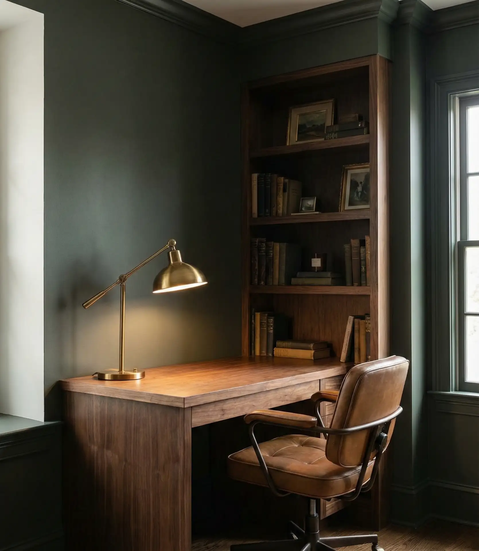 Moody Green Home Office Corner 1