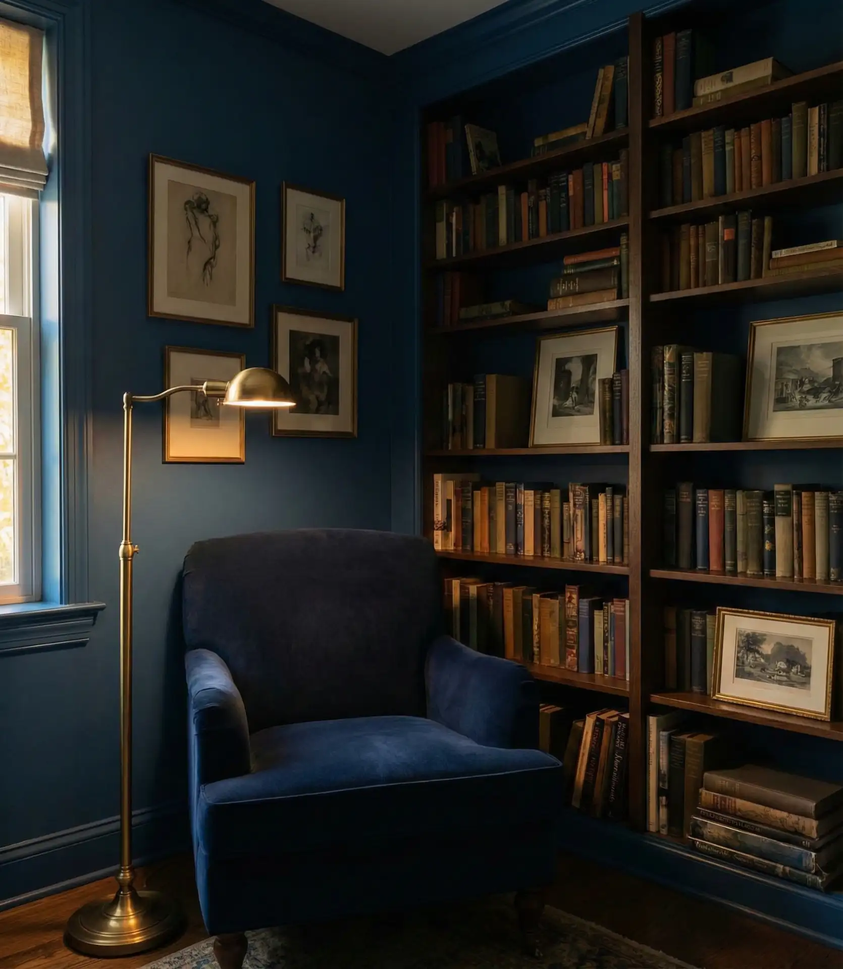 Moody Midnight Blue with Velvet Upholstery 2