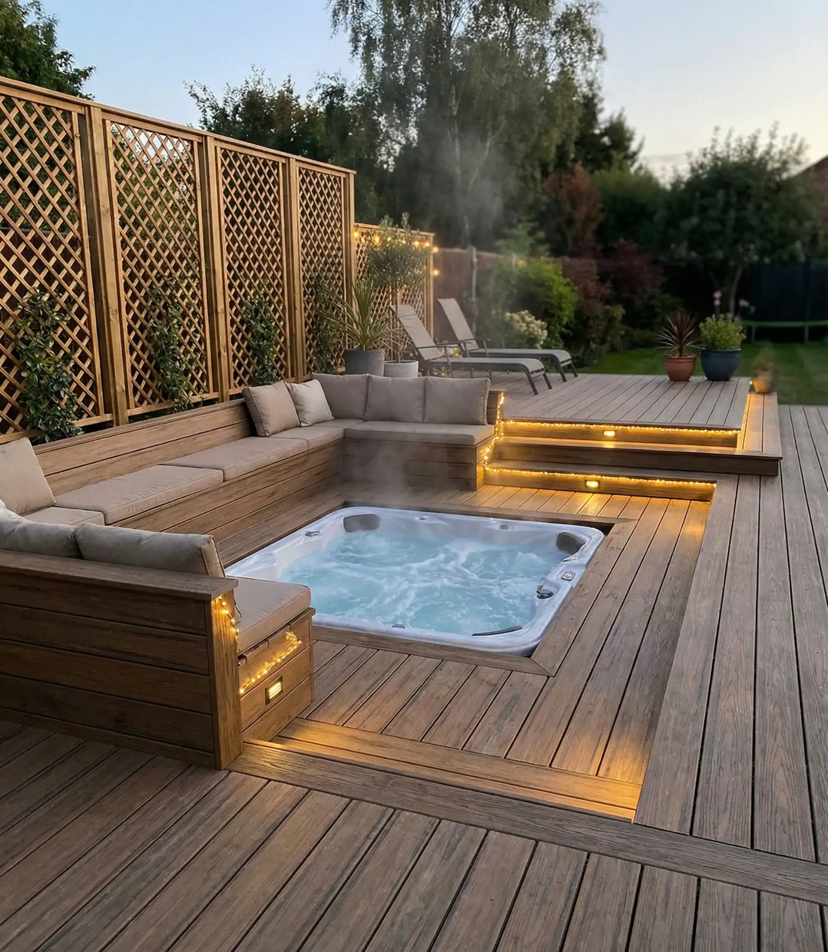 Multi-Level Deck with Integrated Hot Tub 1