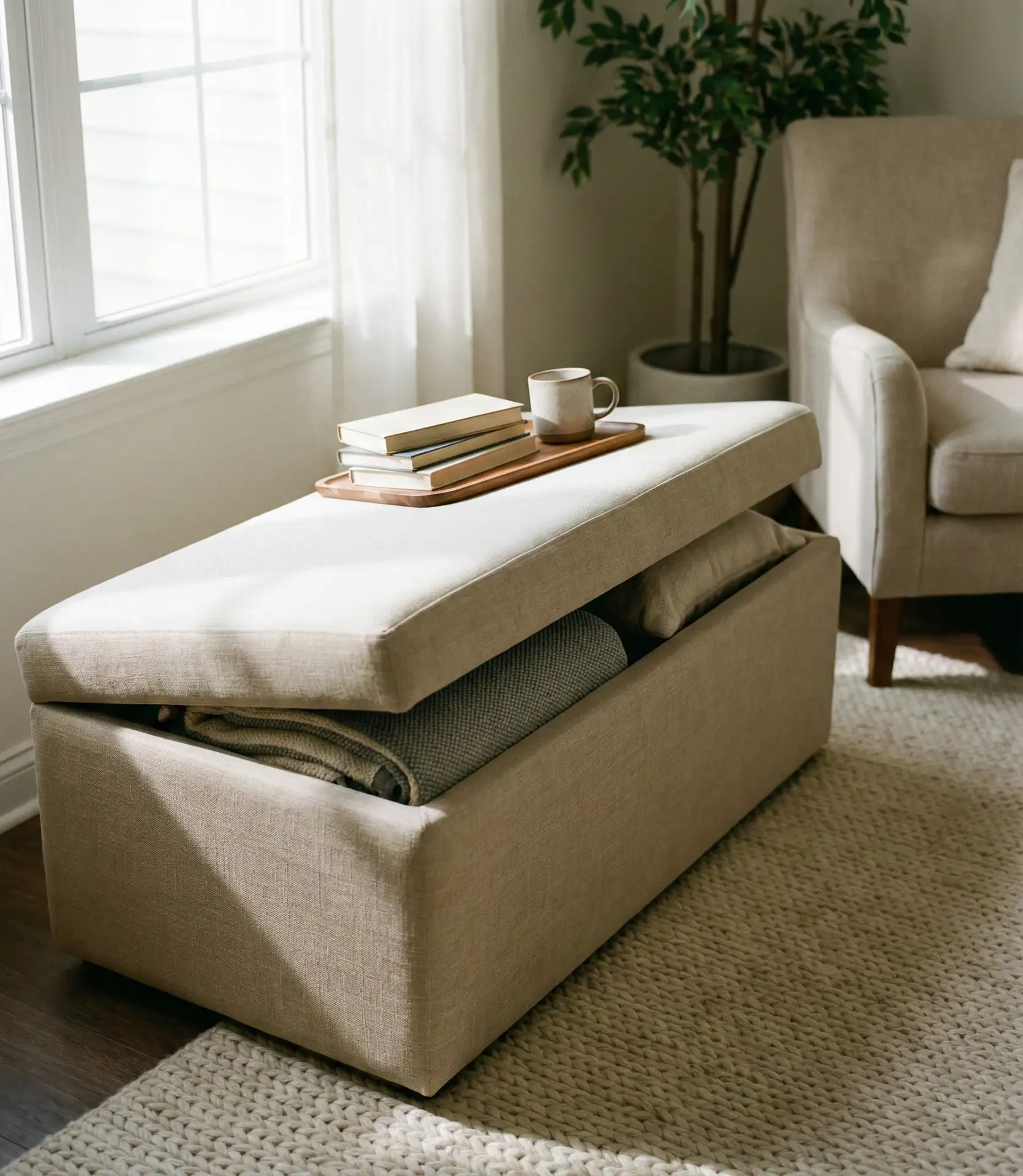 Multi-Purpose Ottoman with Hidden Storage 1