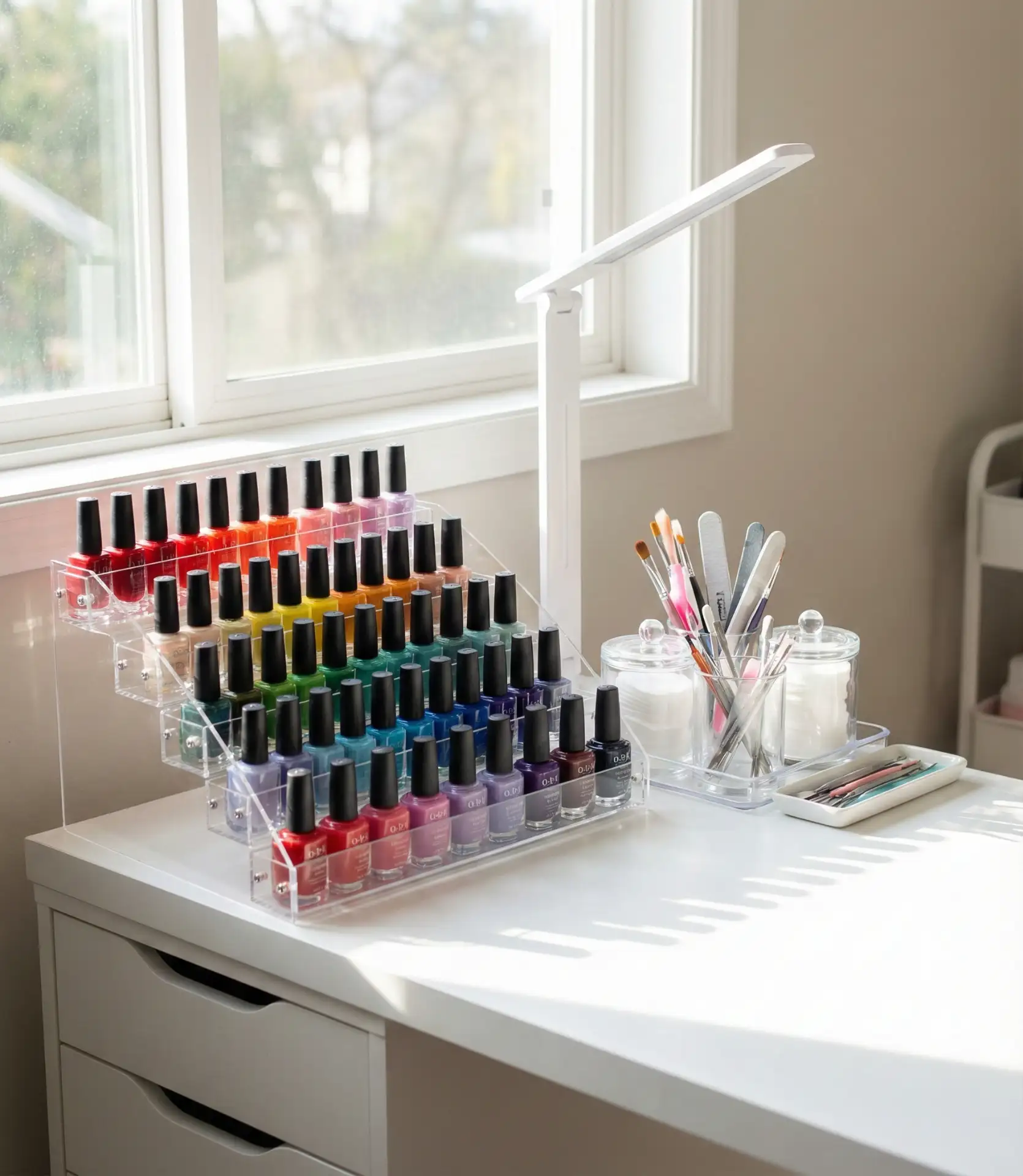 Nail Tech Desk with Polish Organizer 1