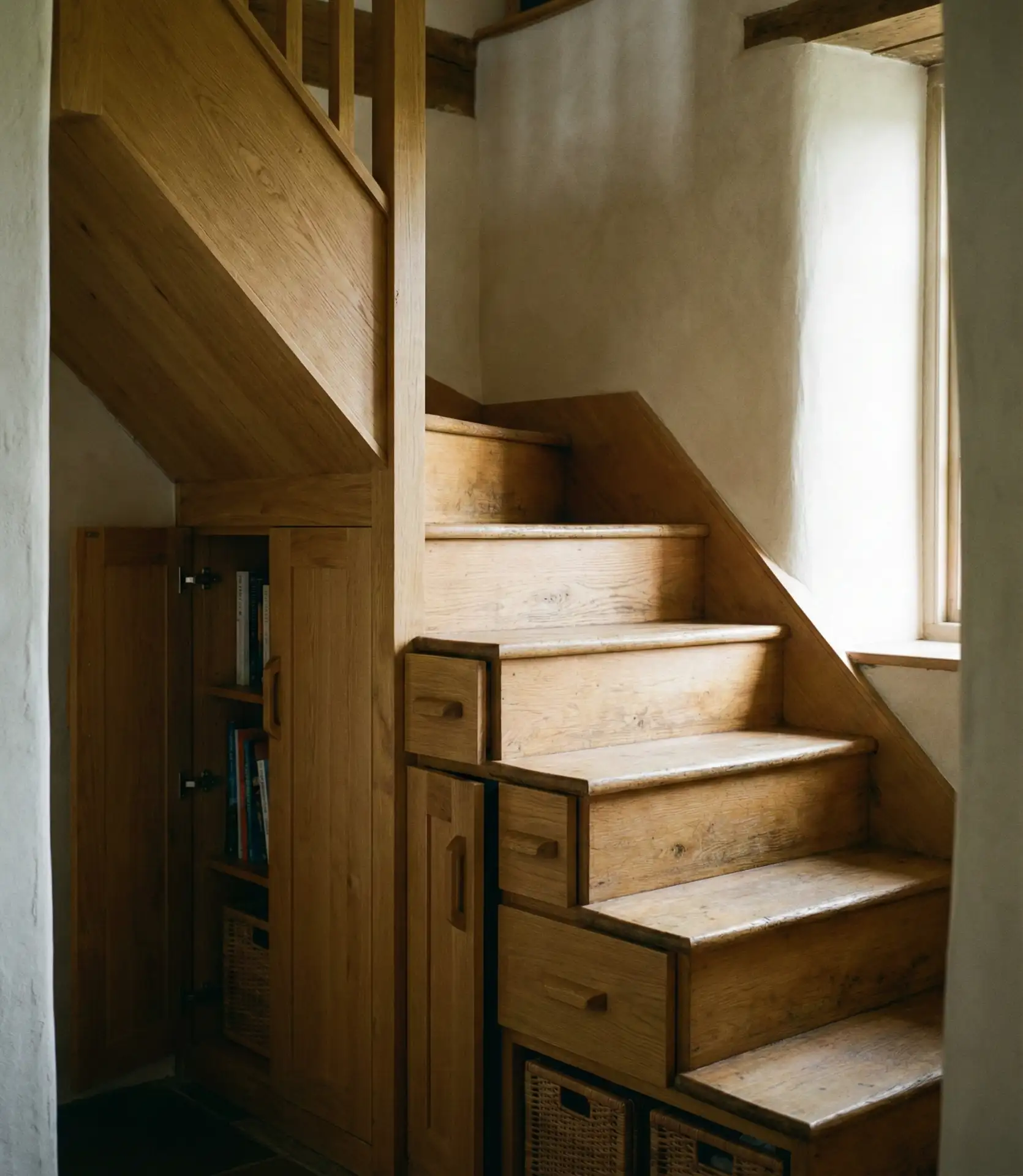 Narrow Enclosed Staircase with Built-In Storage 1