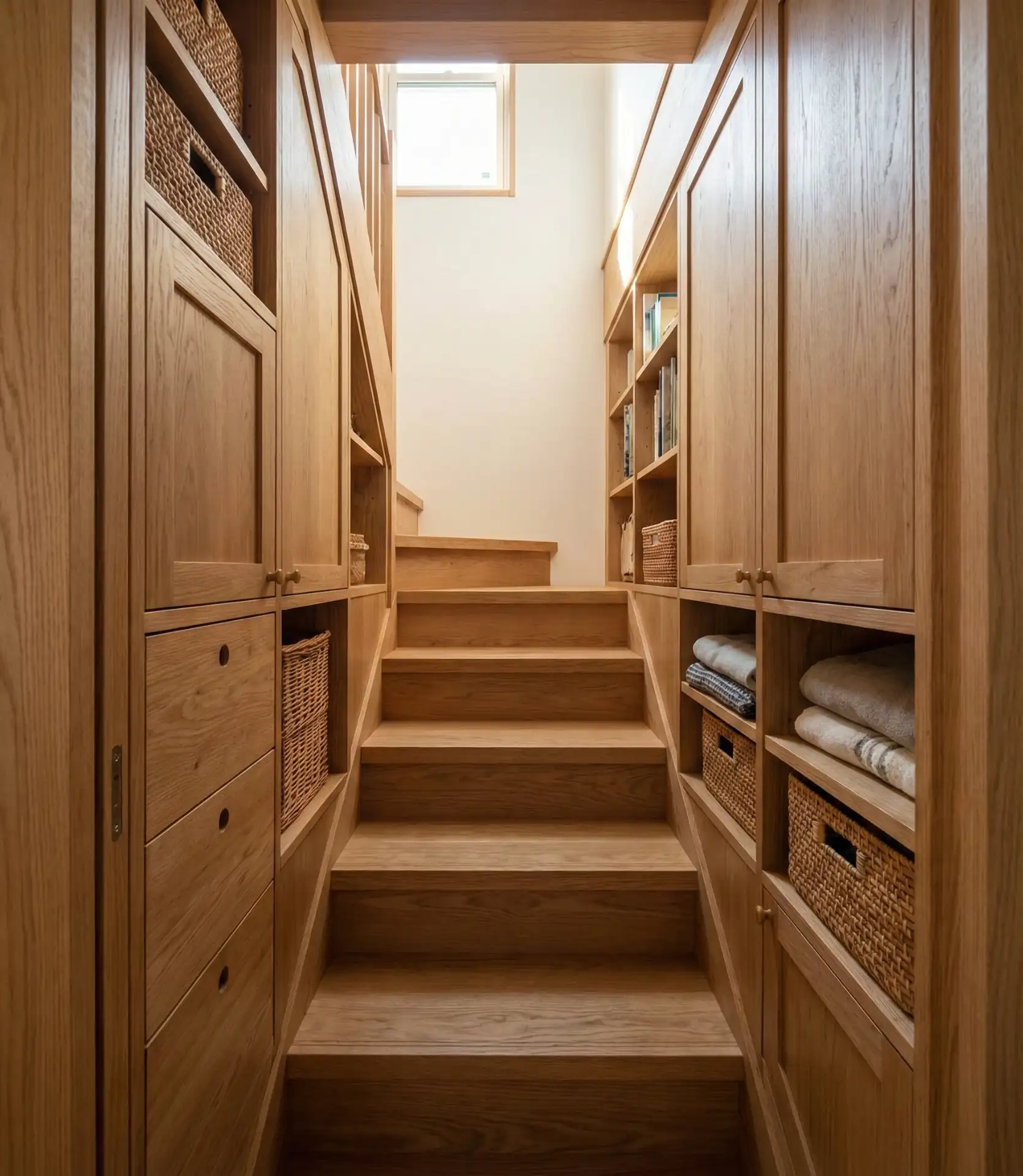 Narrow Enclosed Staircase with Built-In Storage 2