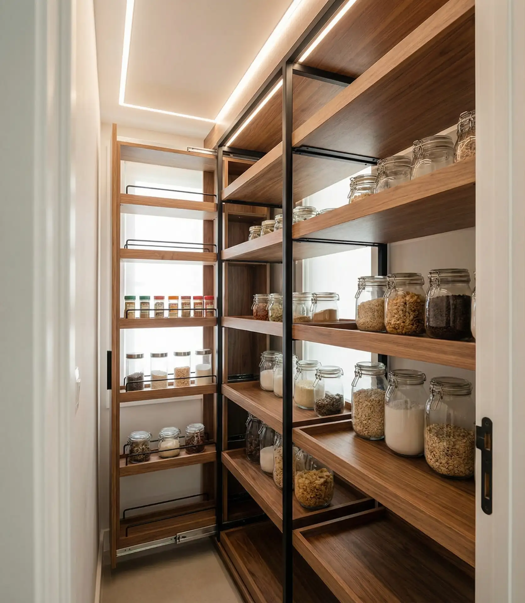 Narrow Pantry with Sliding Shelves 2