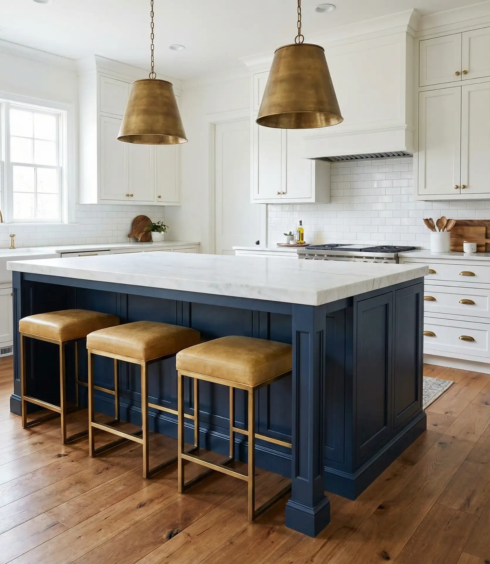 Navy Blue Island with Contrasting Neutral Perimeter 2