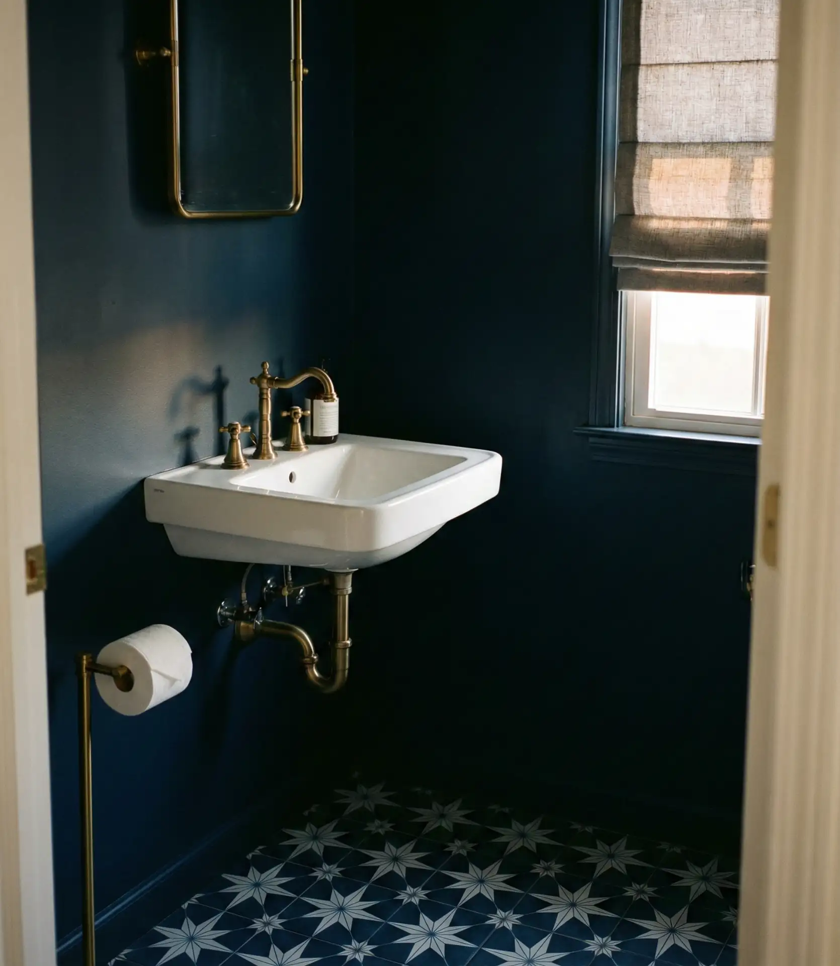 Navy and Brass Powder Room 2